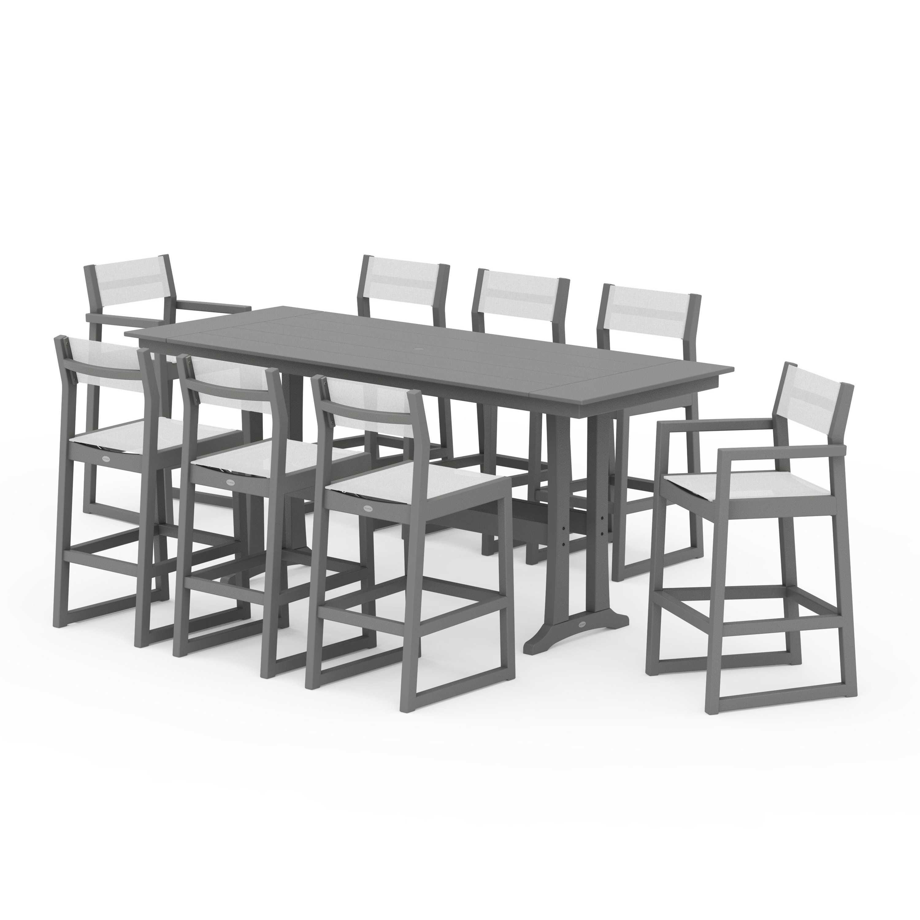 EDGE Sling 9-Piece Farmhouse Bar Set with Trestle Legs
