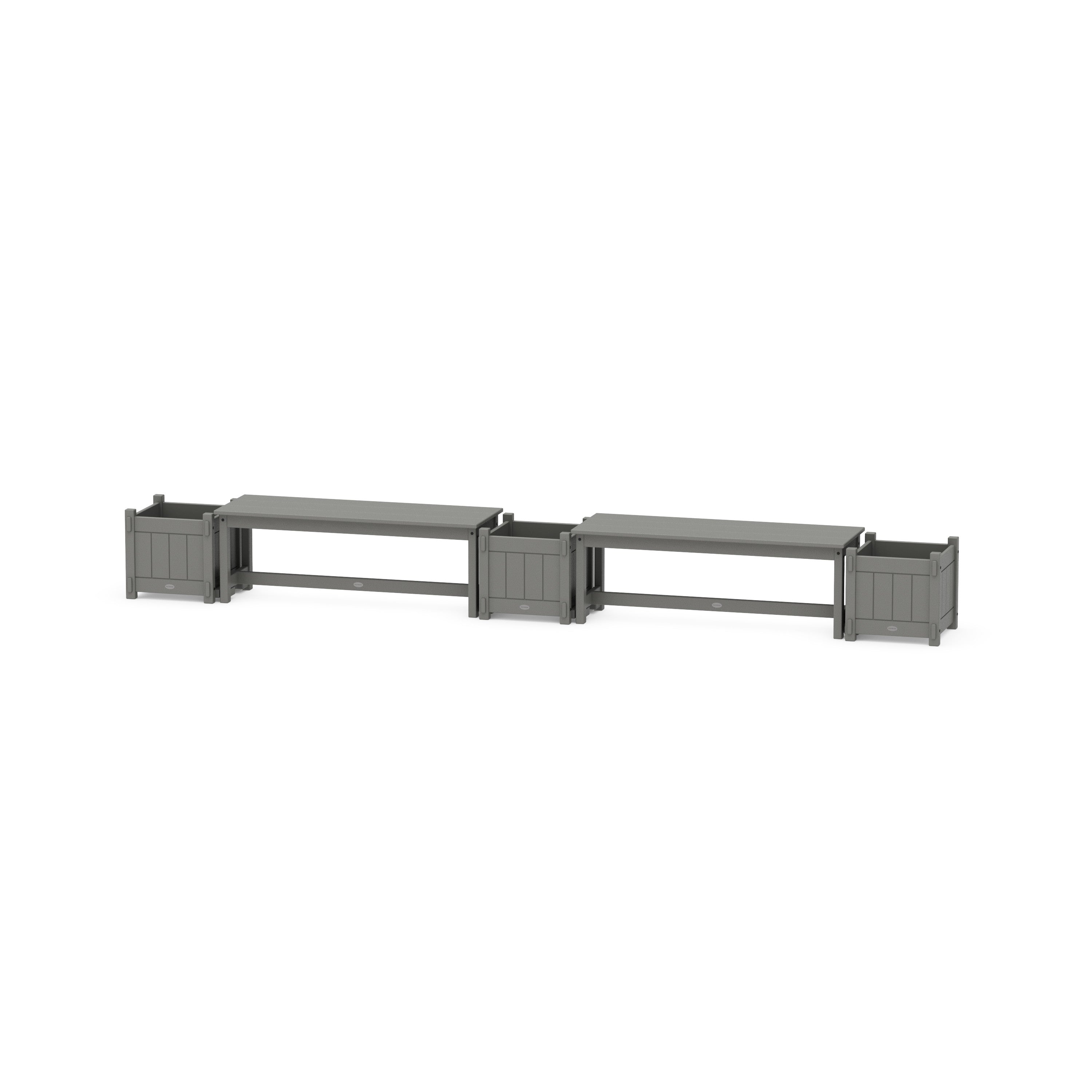 48" Vineyard Straight Double Planter Bench Set