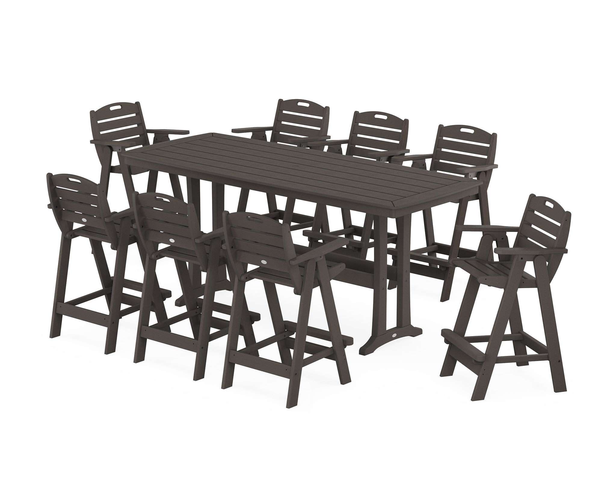 Nautical 9-Piece Bar Set with Trestle Legs