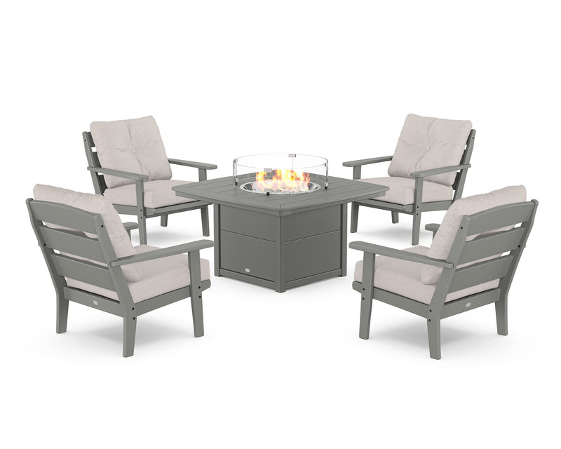 Lakeside 5-Piece Deep Seating Set with Nautical Fire Pit Table