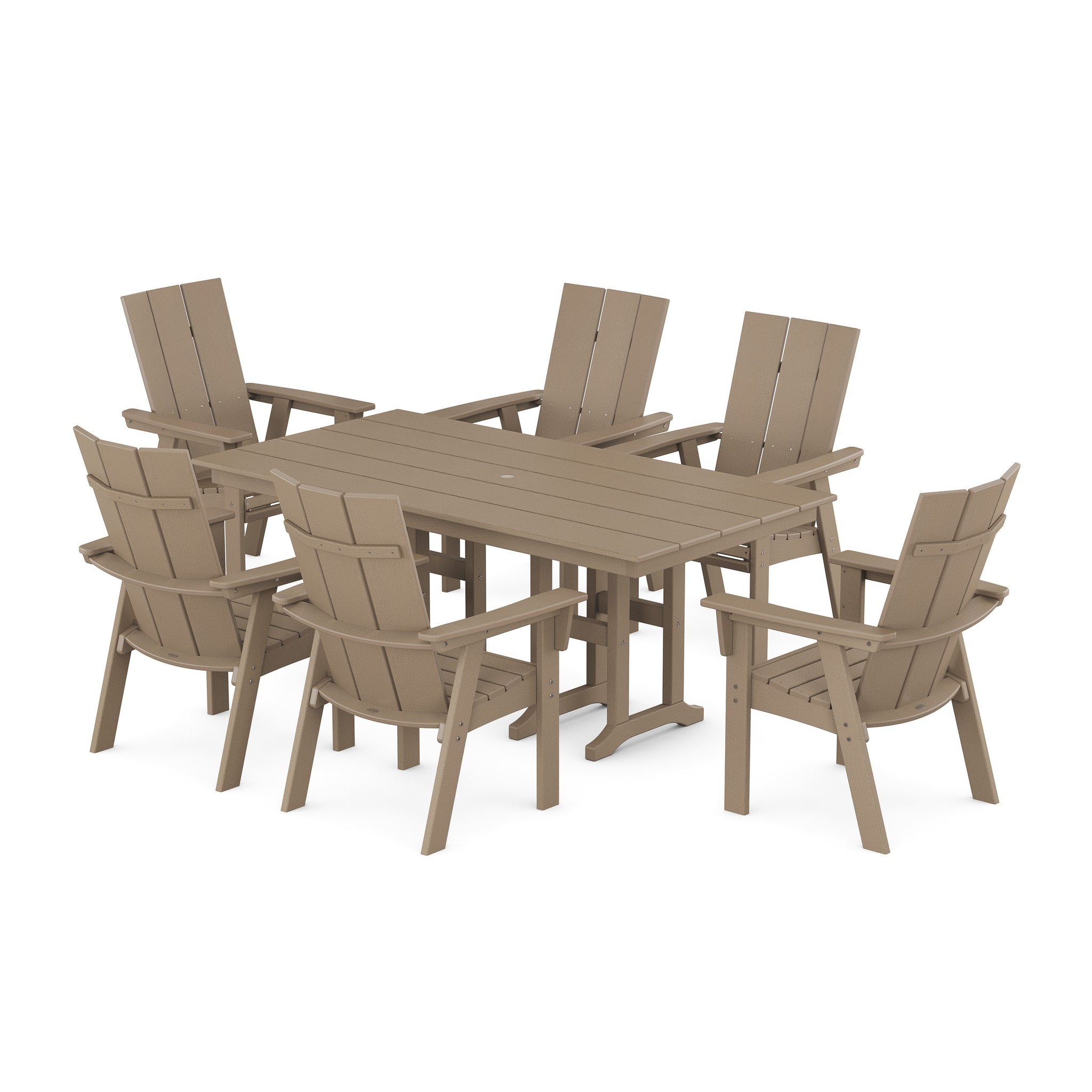 Modern Curveback Adirondack 7-Piece Farmhouse Dining Set