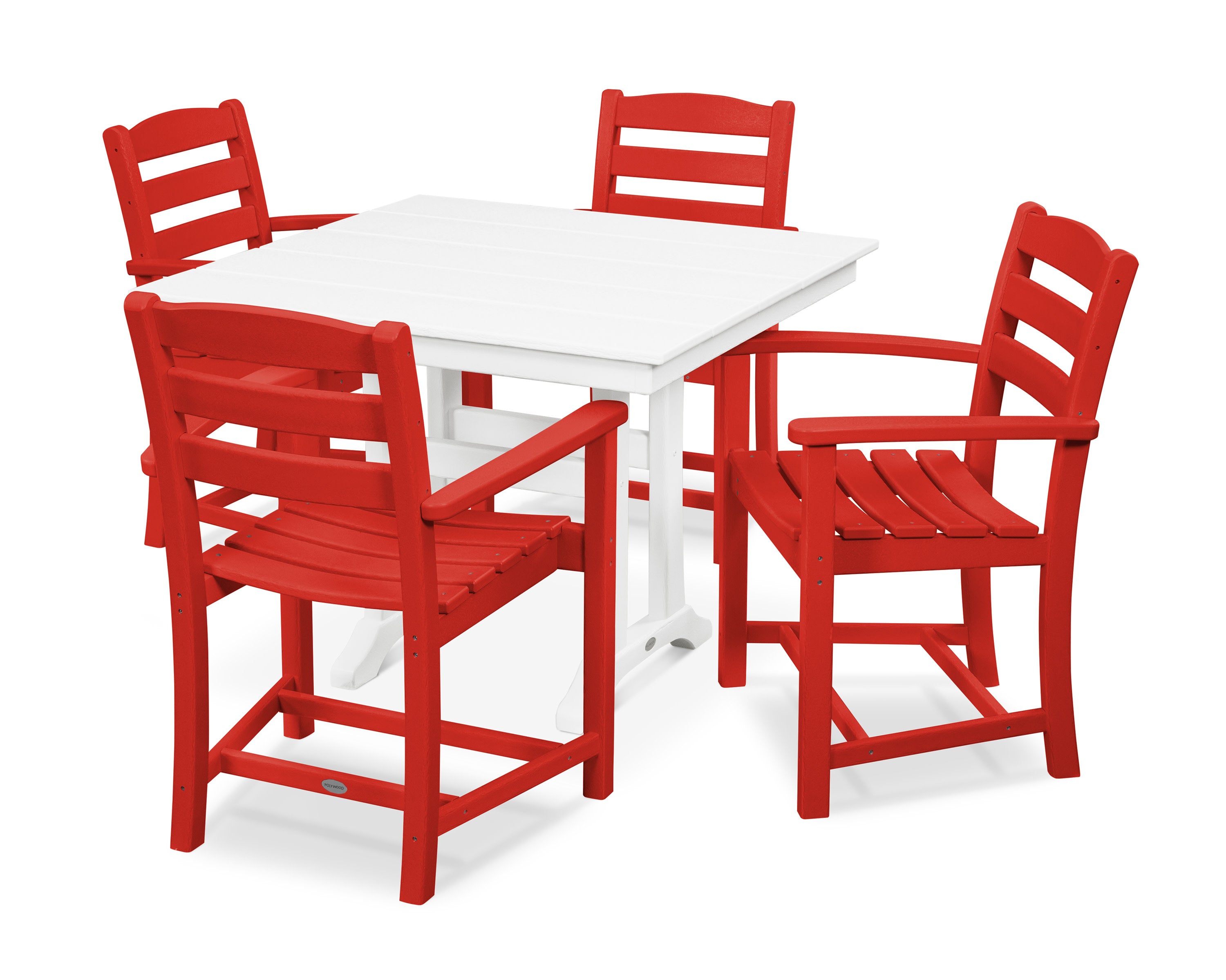 La Casa Café 5-Piece Farmhouse Trestle Arm Chair Dining Set