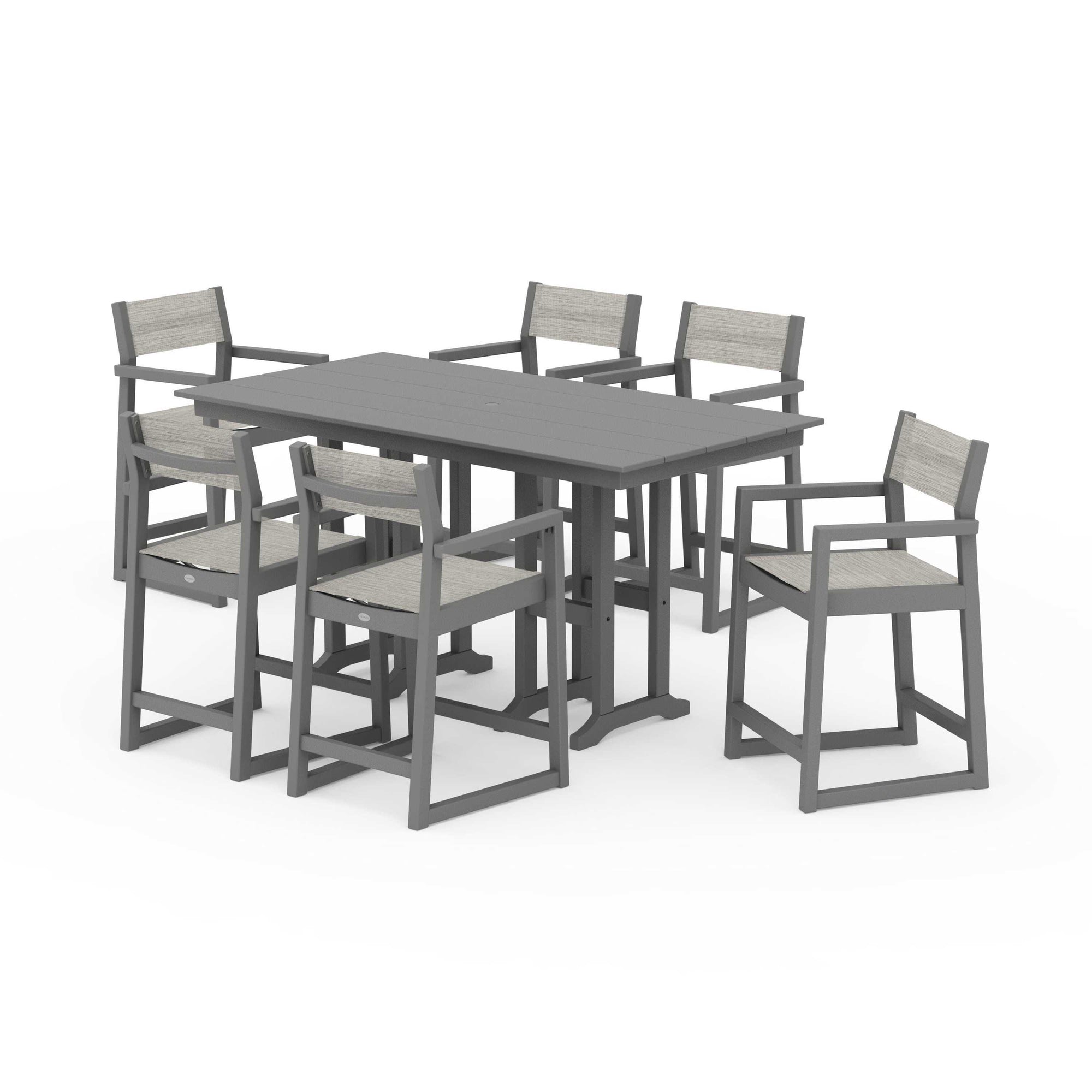 EDGE Sling Arm Chair 7-Piece Farmhouse Counter Set