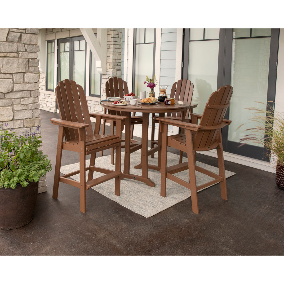 Vineyard Curveback Adirondack 5-Piece Nautical Trestle Bar Set
