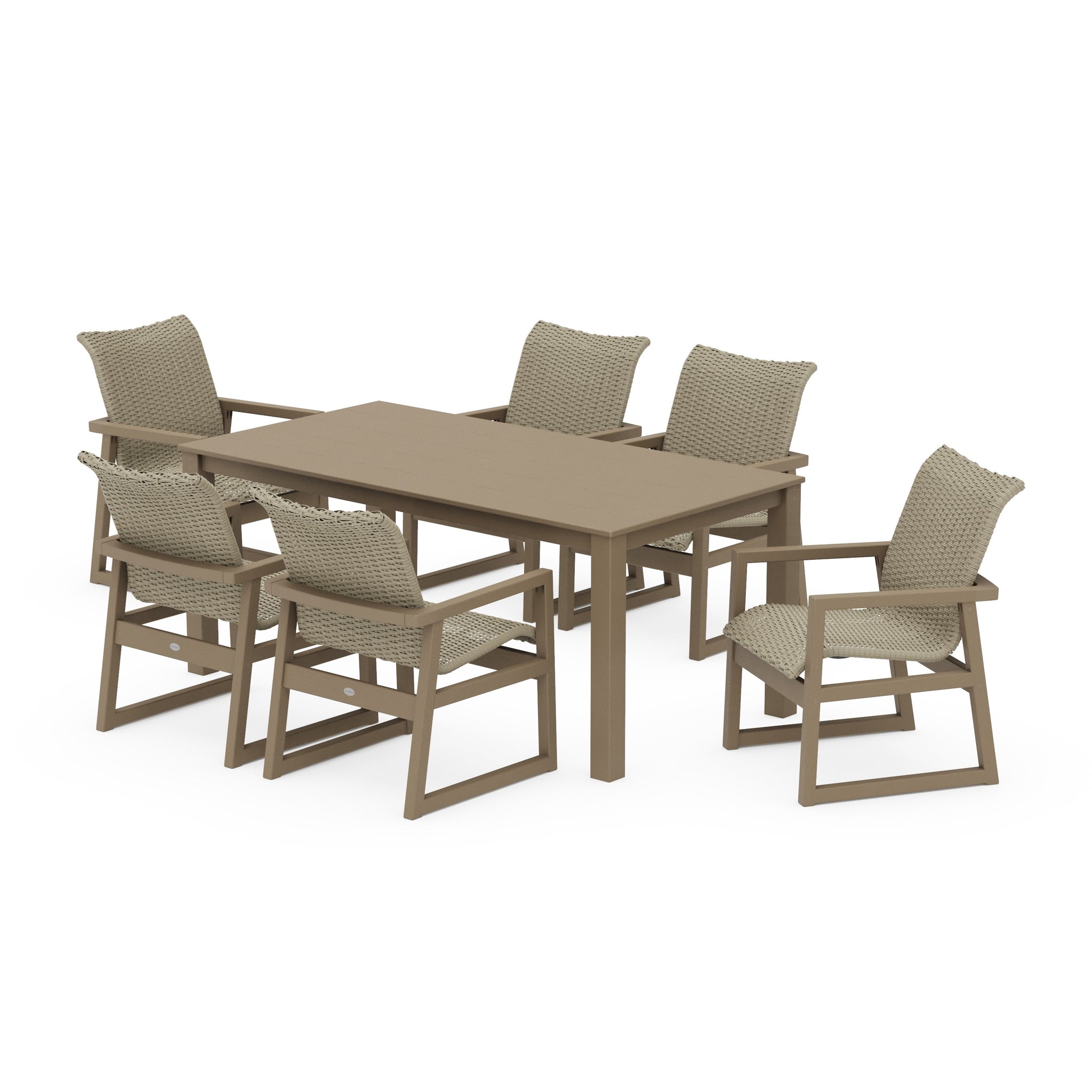 EDGE Woven Arm Chair 7-Piece Parsons Dining Set