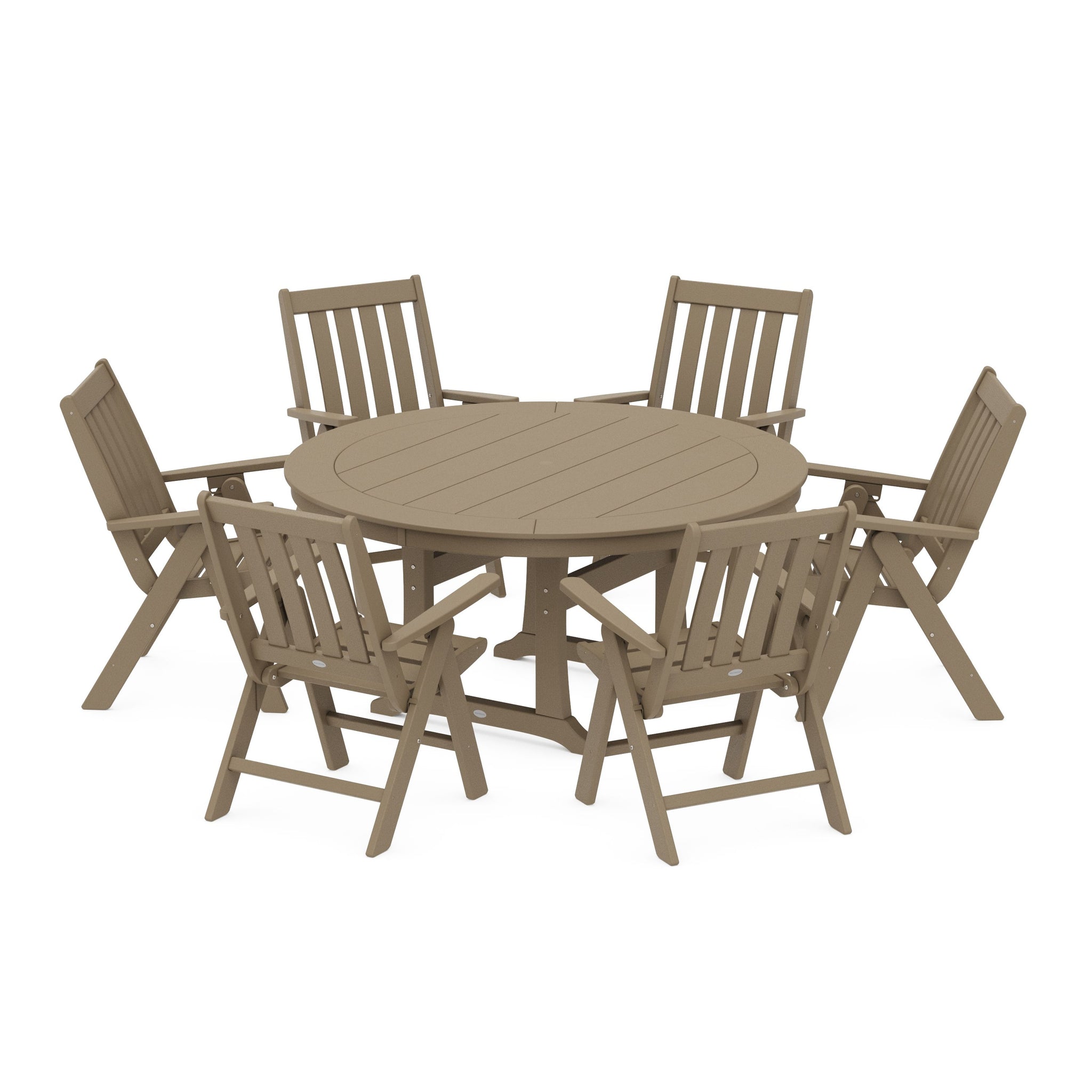 Vineyard Folding 7-Piece Side Chair Round Dining Set