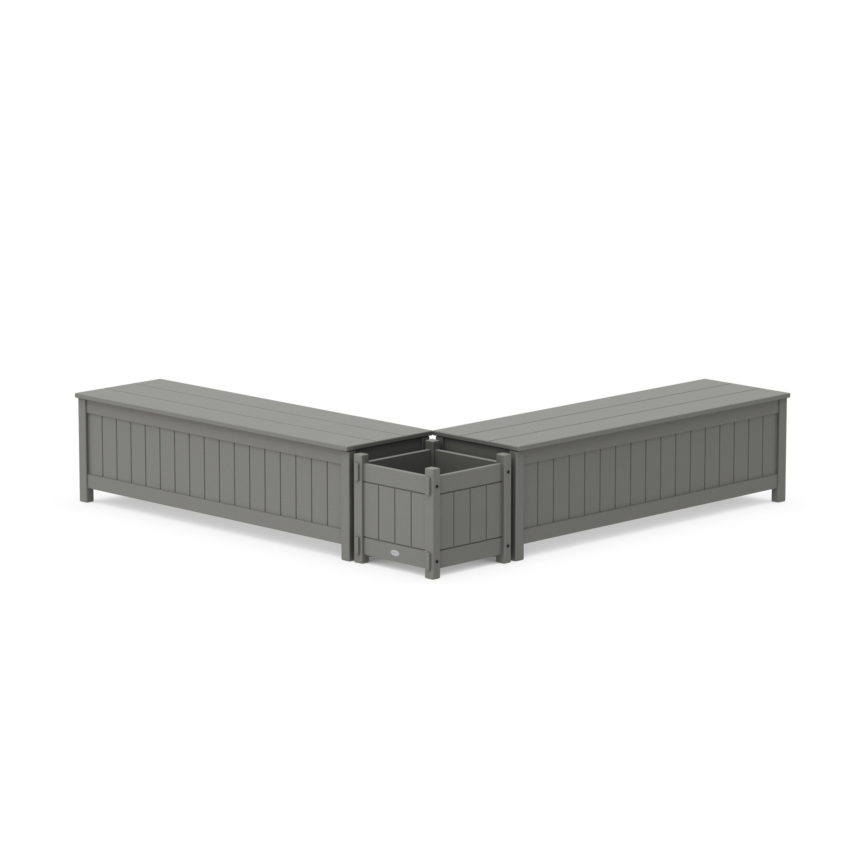 60" Vineyard L- Shaped Planter Storage Bench Set