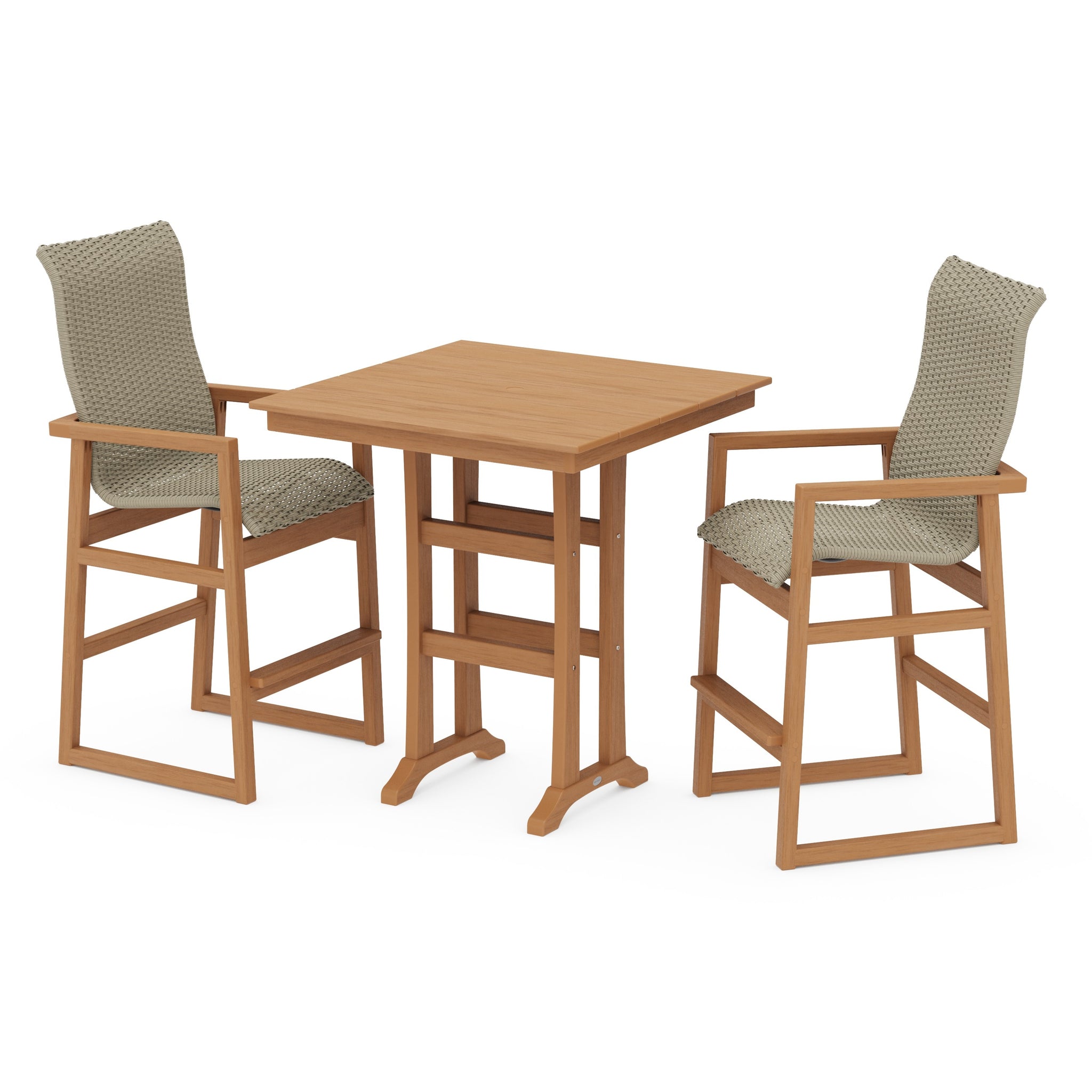 EDGE Woven Highback 3-Piece Farmhouse Bar Set with Trestle Legs