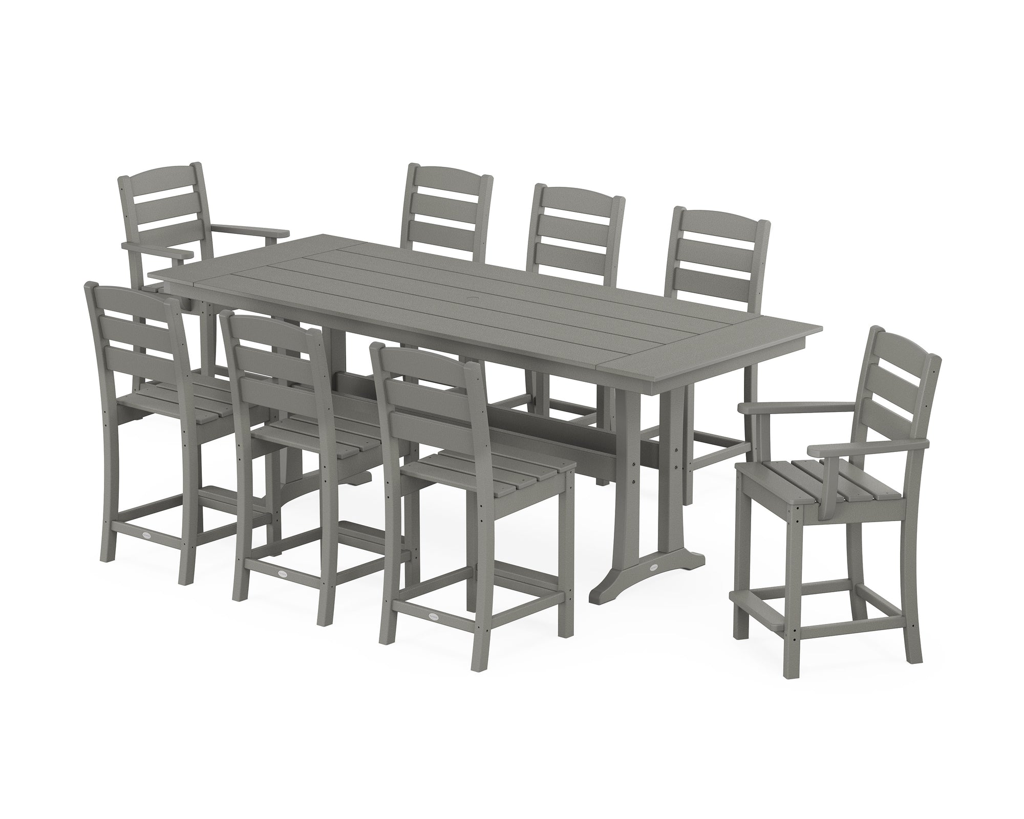 Lakeside 9-Piece Farmhouse Counter Set with Trestle Legs