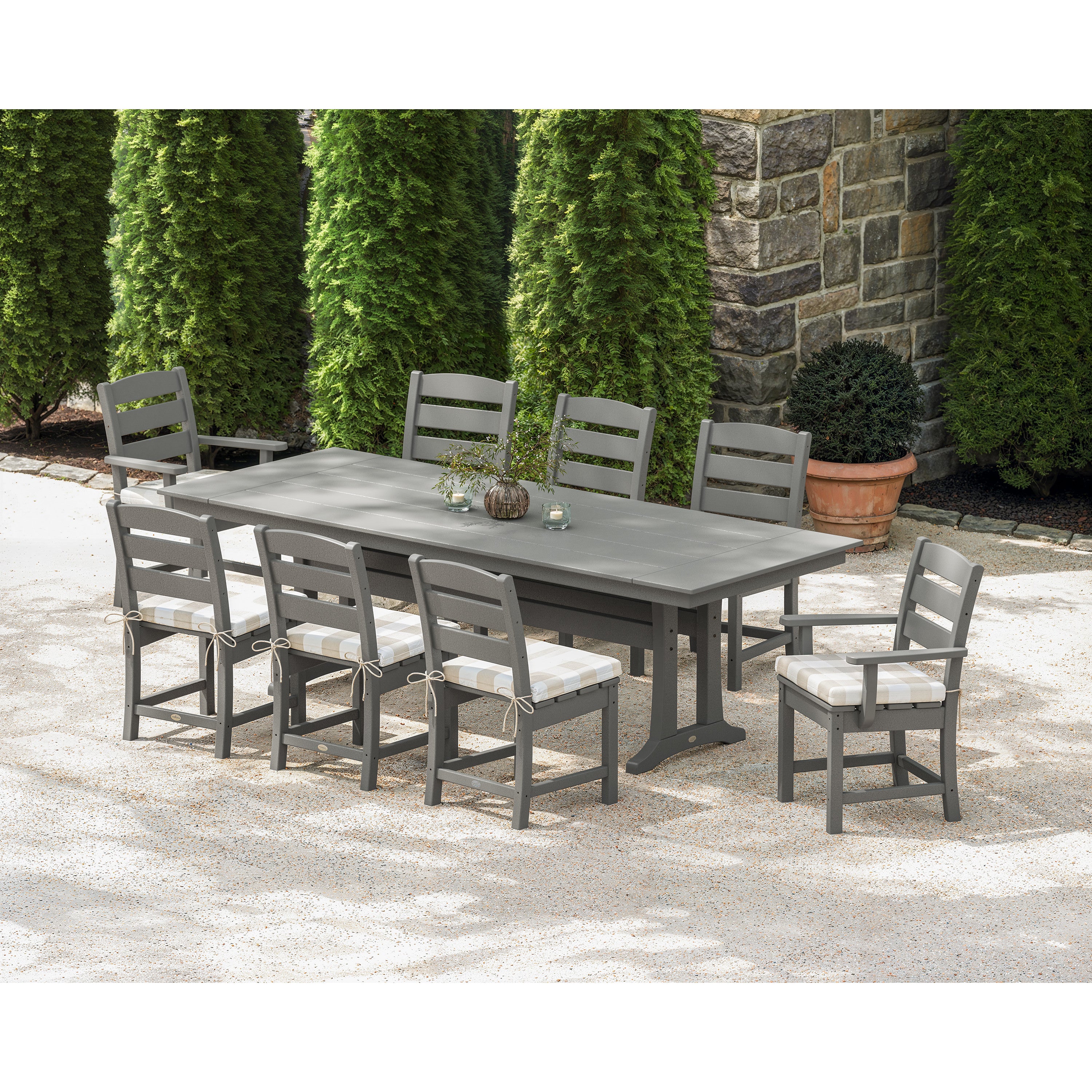 Lakeside 9-Piece Farmhouse Dining Set with Trestle Legs