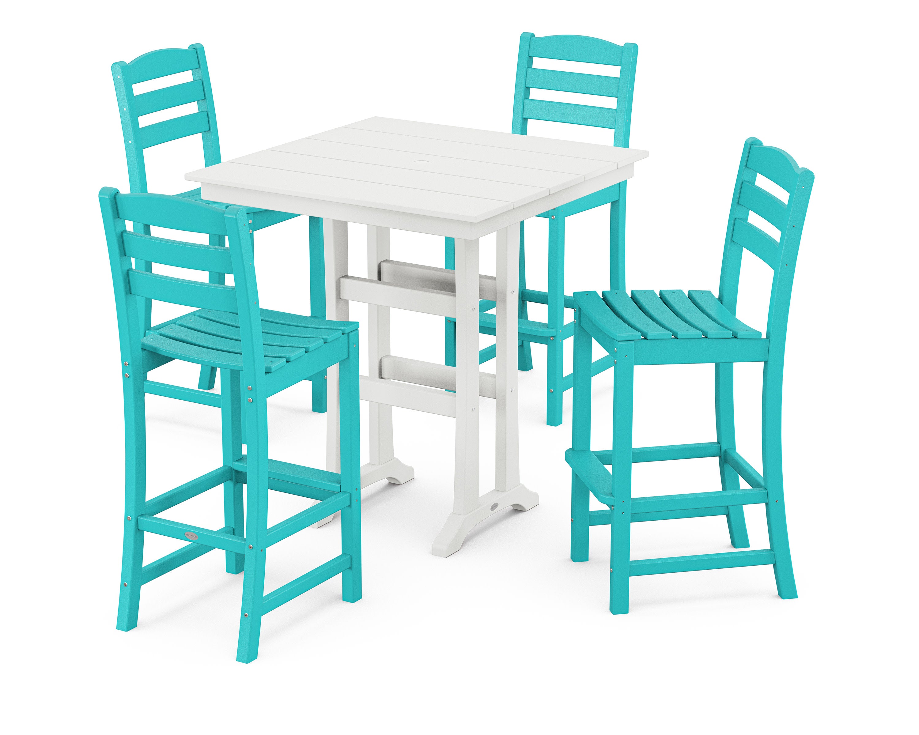La Casa Café 5-Piece Farmhouse Trestle Bar Set