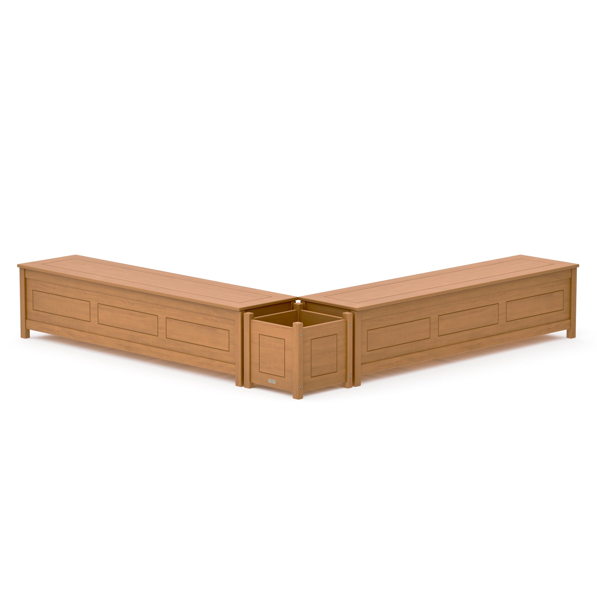 72" Country Living L- Shaped Planter Storage Bench Set