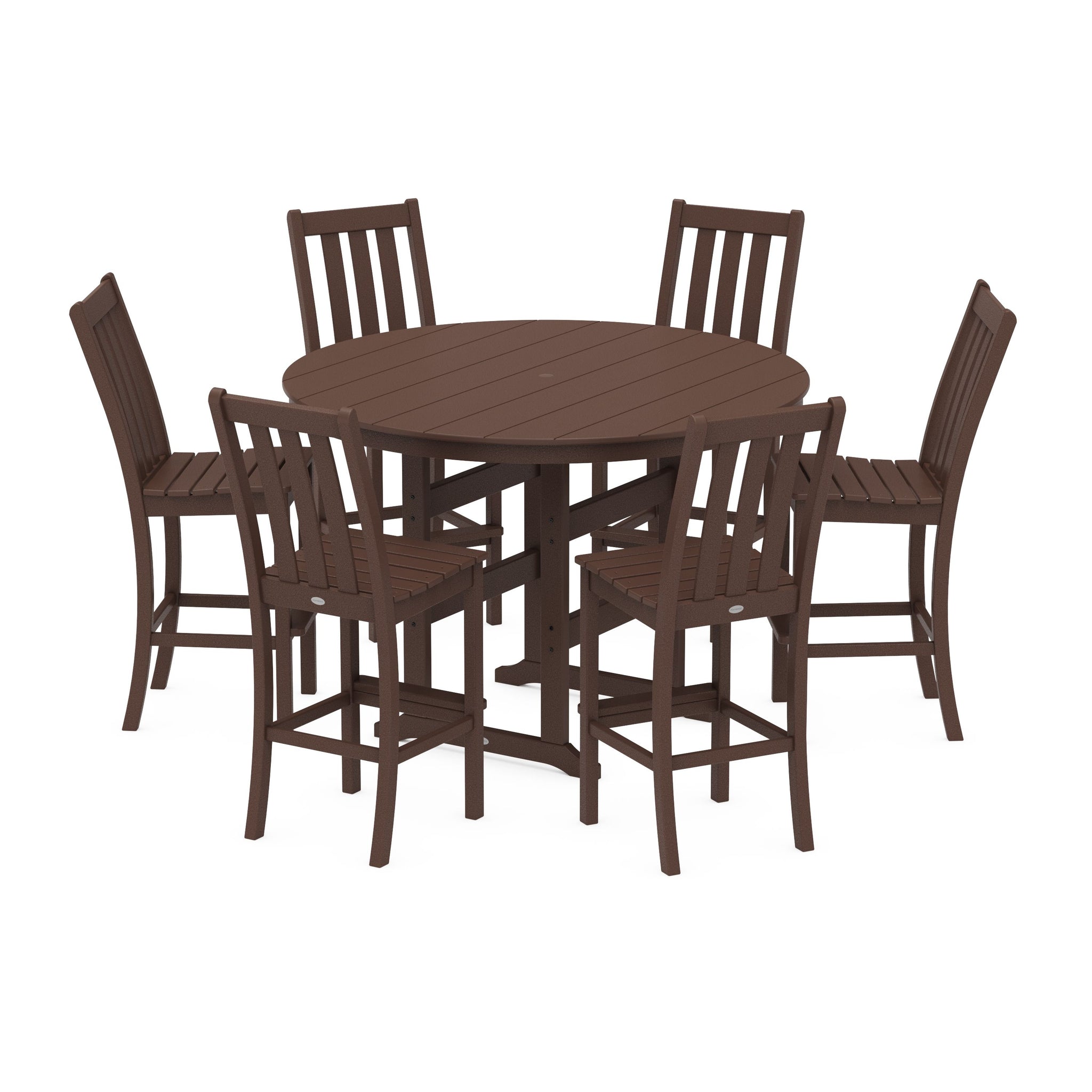 Vineyard 7-Piece Side Chair Round Farmhouse Bar Set