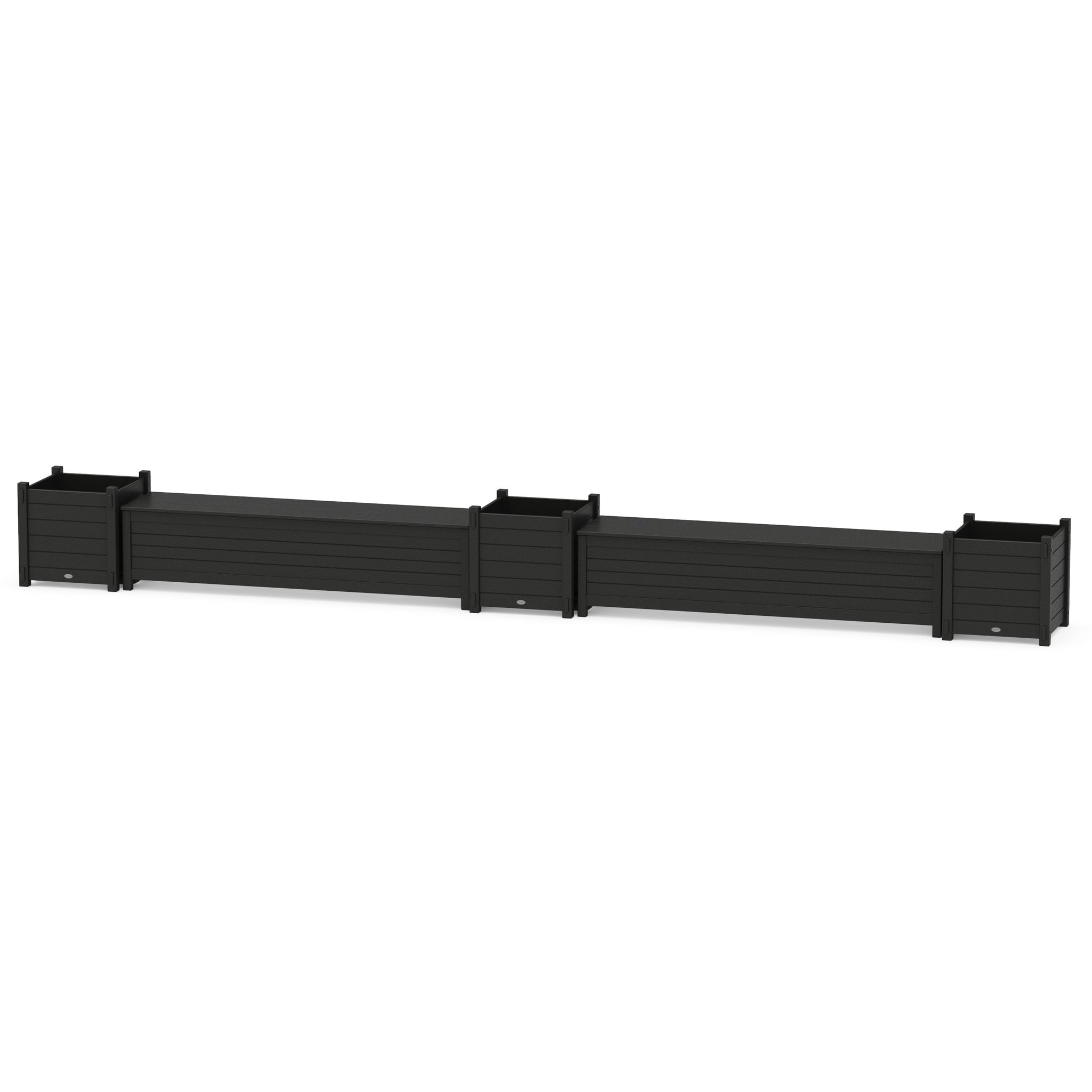 72" Nautical Straight Double Planter Storage Bench Set- Large