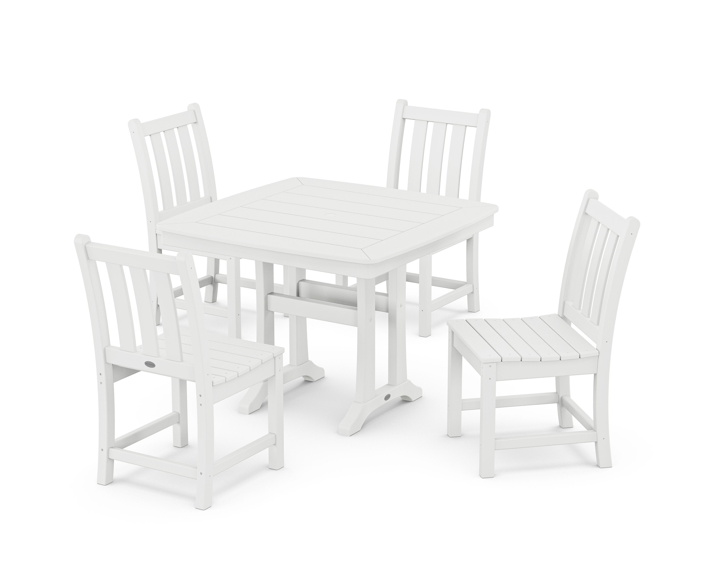 Traditional Garden Side Chair 5-Piece Dining Set with Trestle Legs
