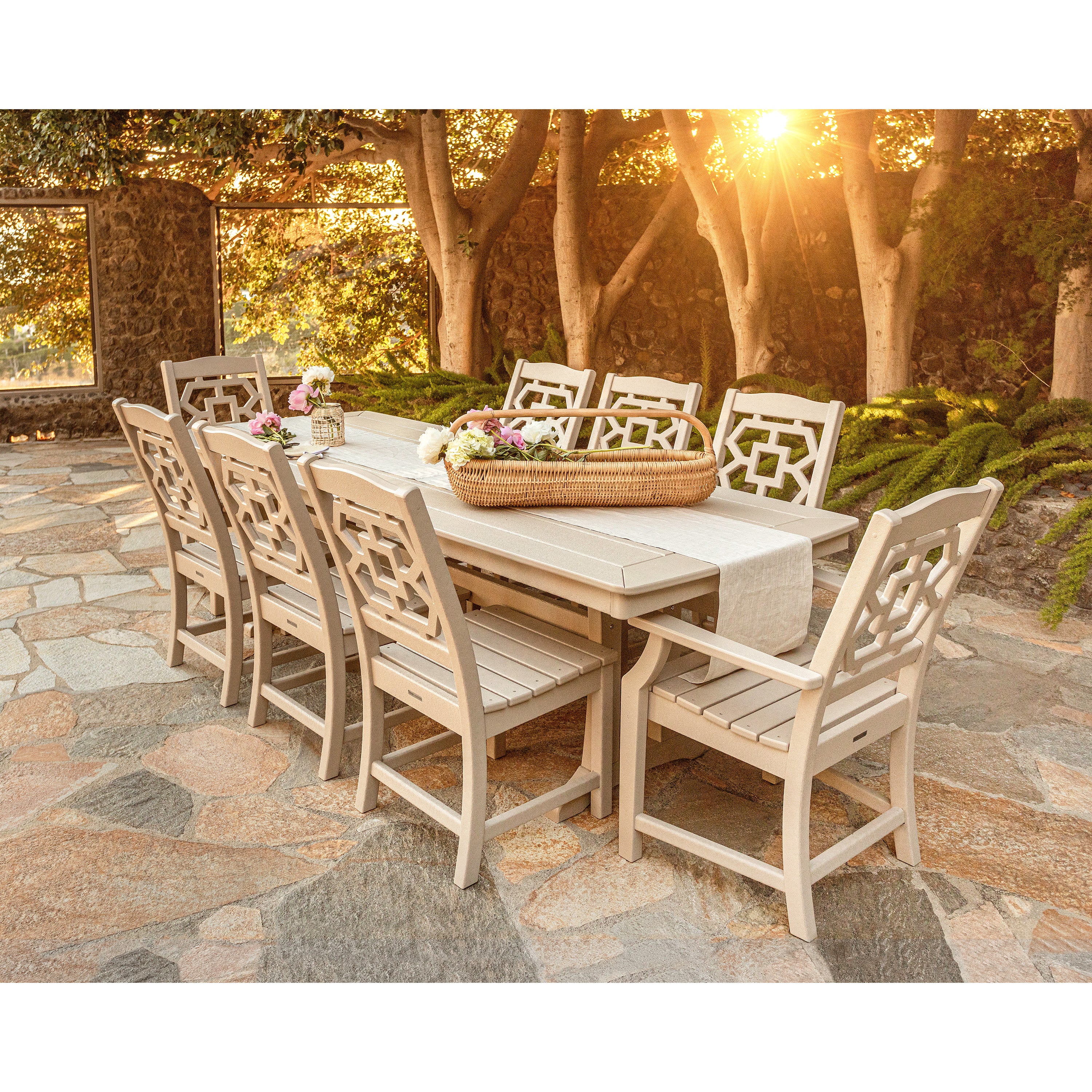 Chinoiserie 9-Piece Dining Set with Trestle Legs - Thumbnail 4