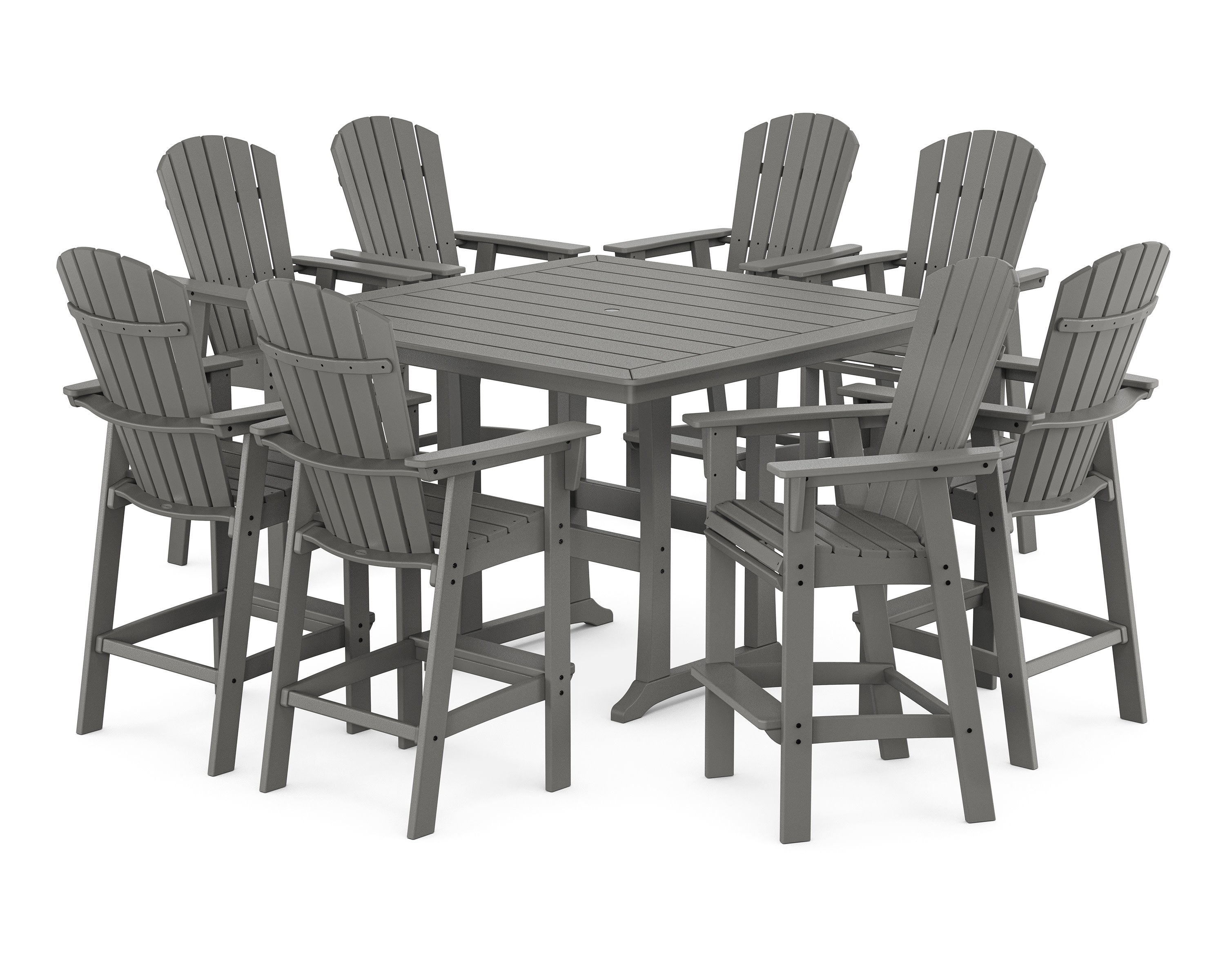 Nautical Curveback Adirondack 9-Piece Trestle Bar Set