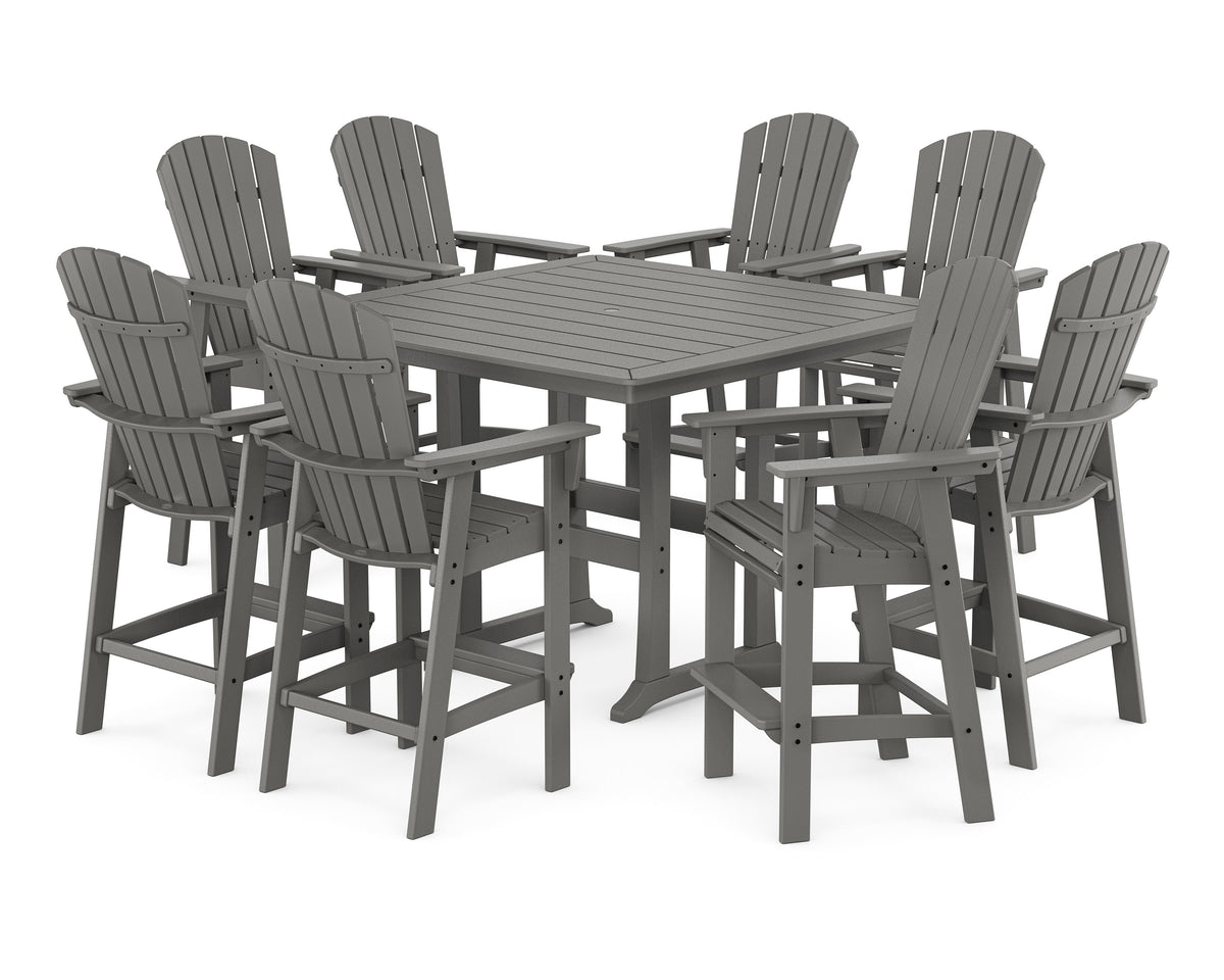 Nautical Curveback Adirondack 9-Piece Trestle Bar Set