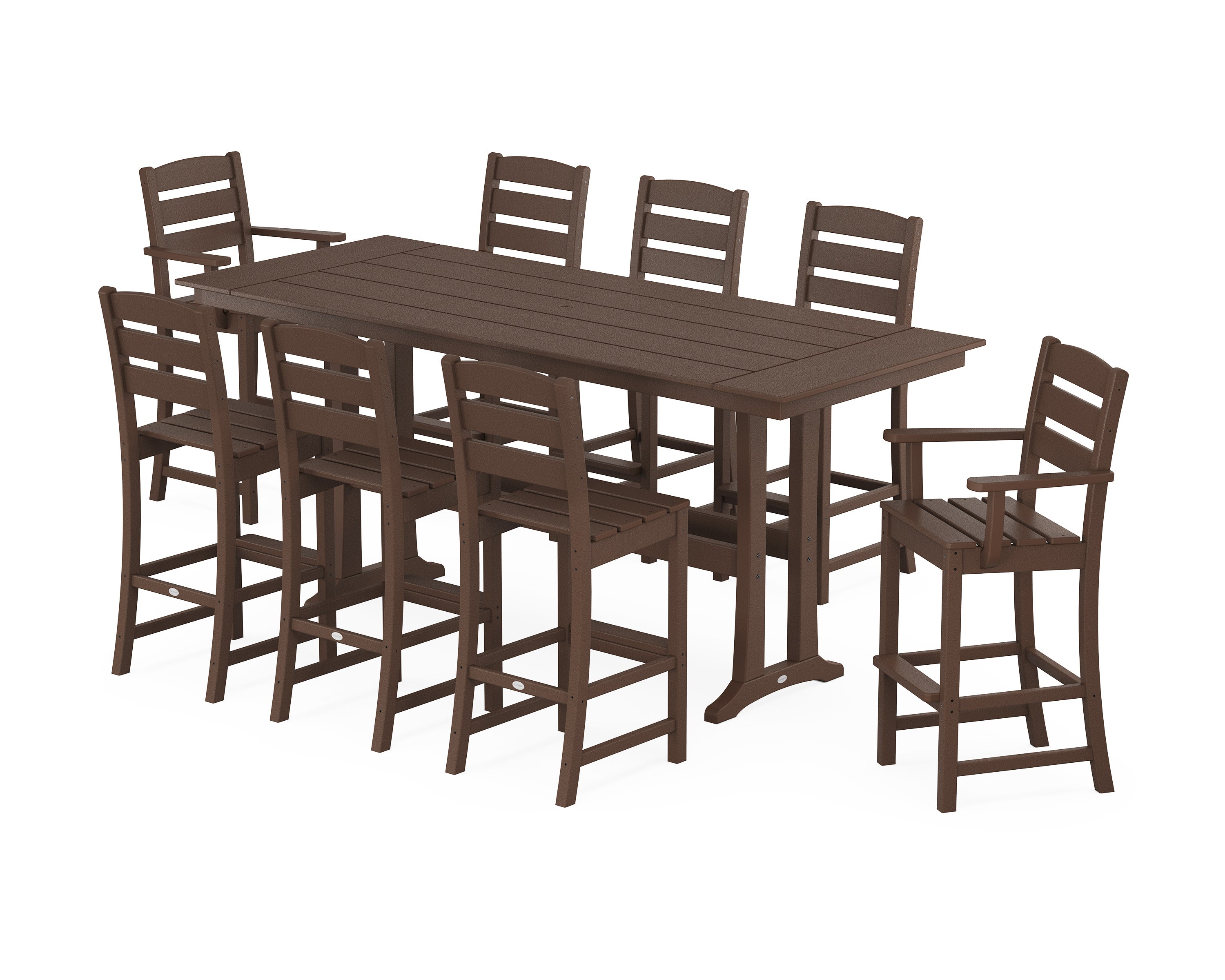 Lakeside 9-Piece Farmhouse Bar Set with Trestle Legs