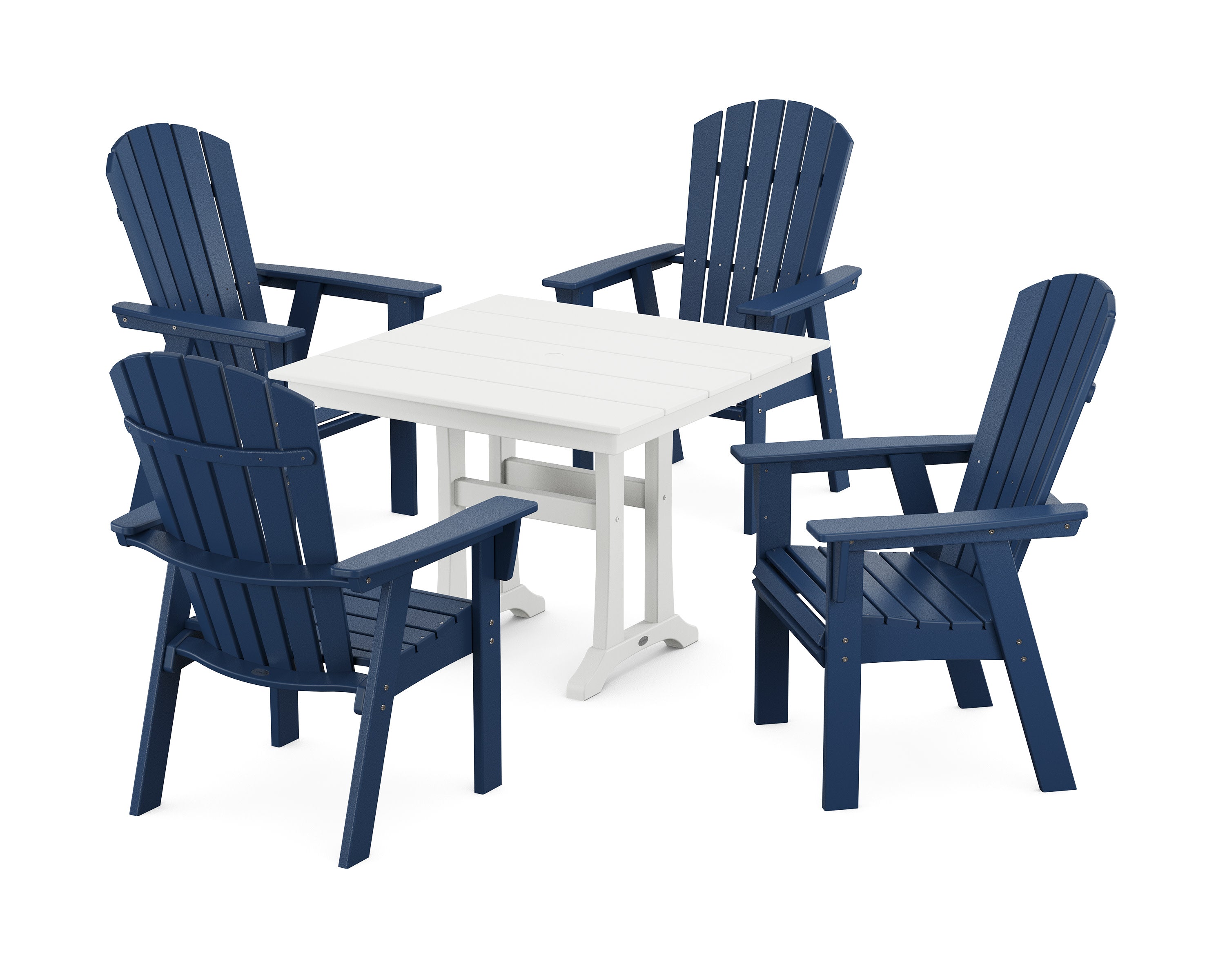 Nautical Adirondack 5-Piece Farmhouse Dining Set With Trestle Legs