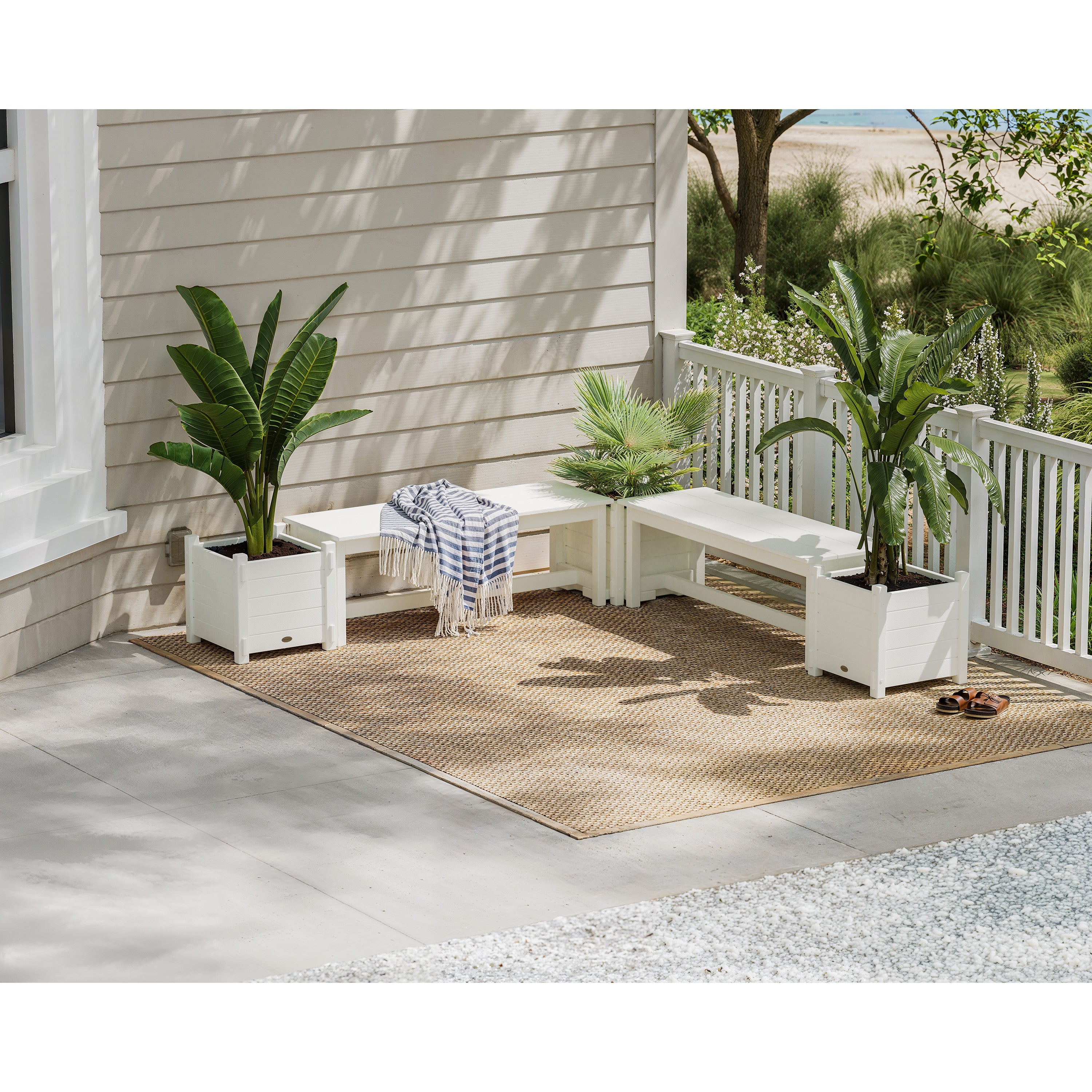 48" Nautical L- Shaped Planter Storage Bench Corner Set - Thumbnail 5