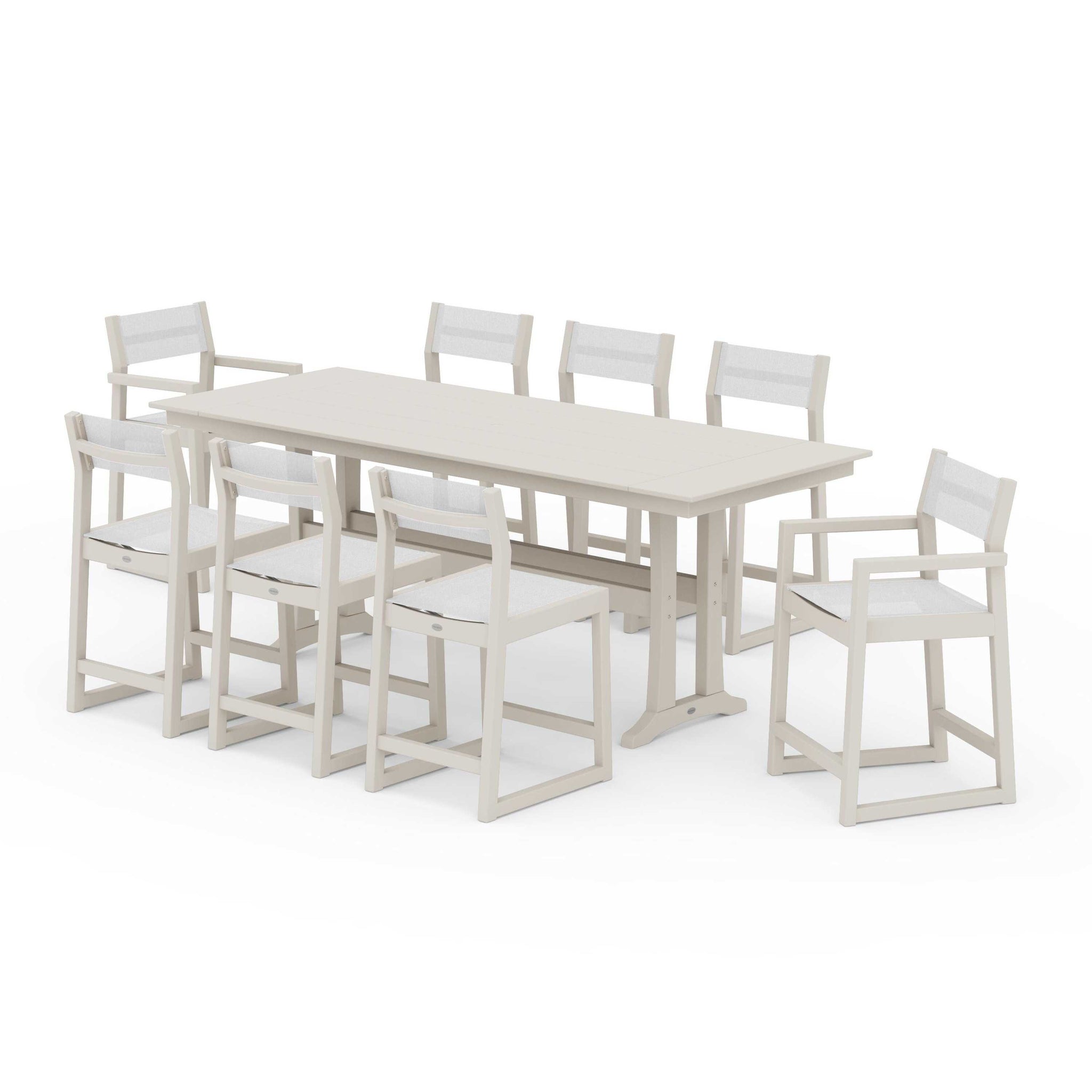 EDGE Sling 9-Piece Farmhouse Counter Set with Trestle Legs