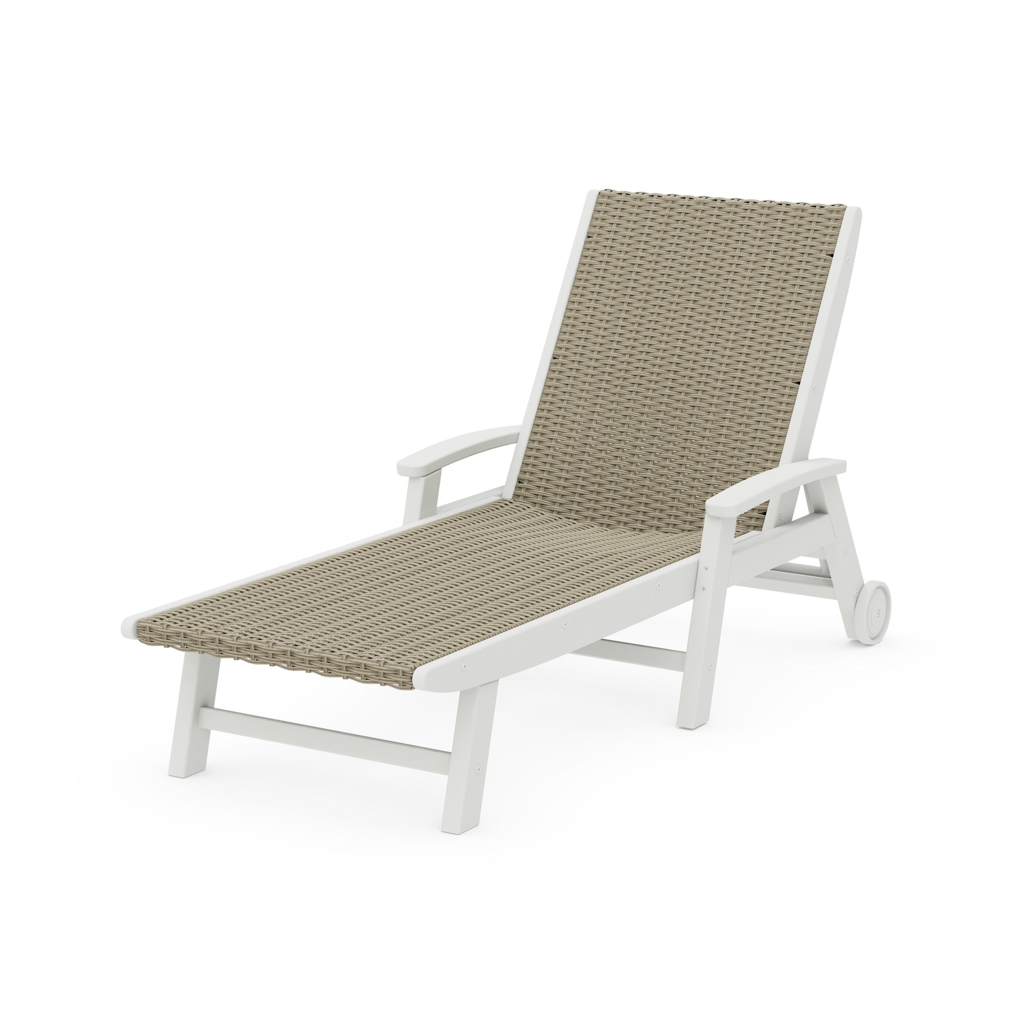 Coastal Woven Chaise with Arms and Wheels