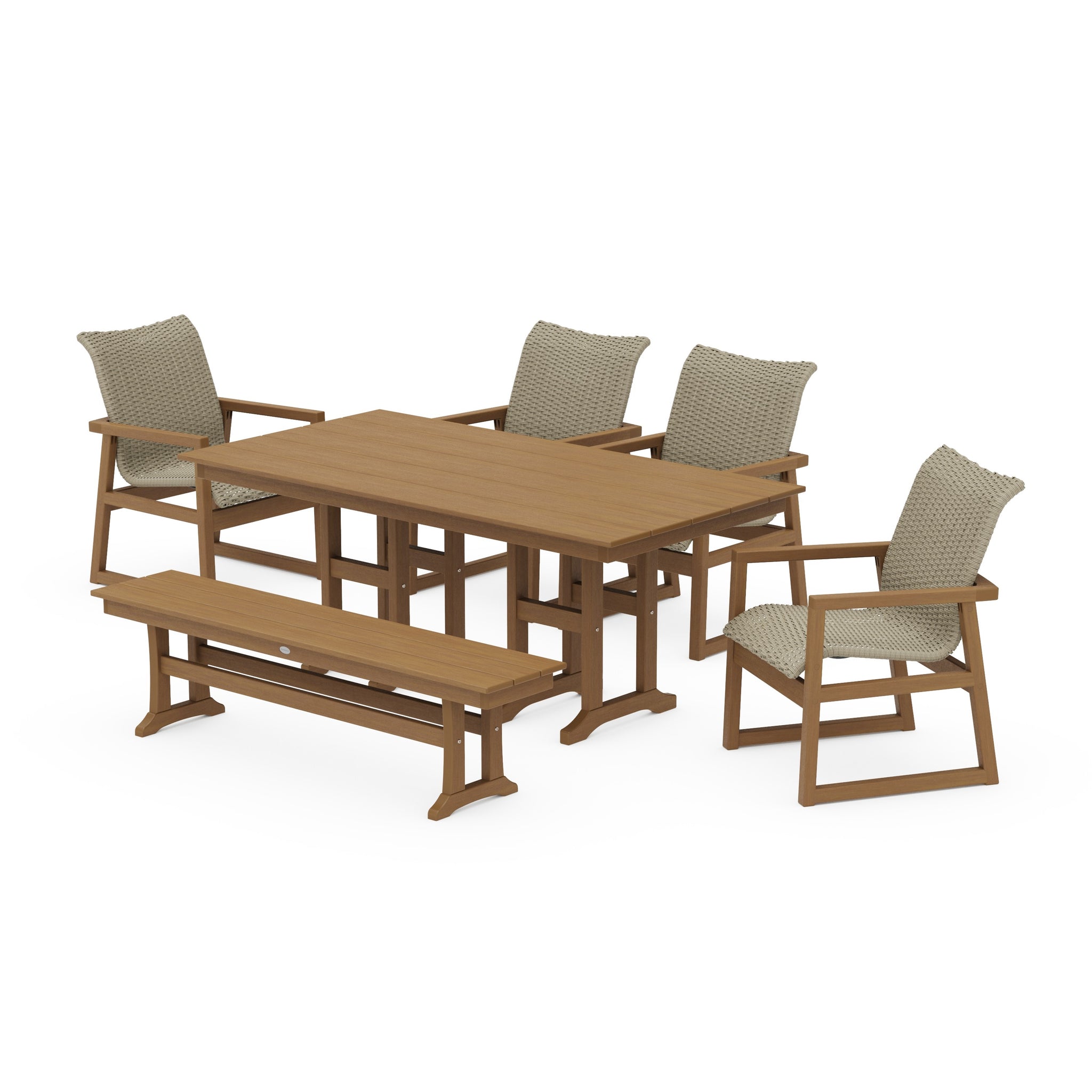EDGE Woven 6-Piece Farmhouse Dining Set with Bench