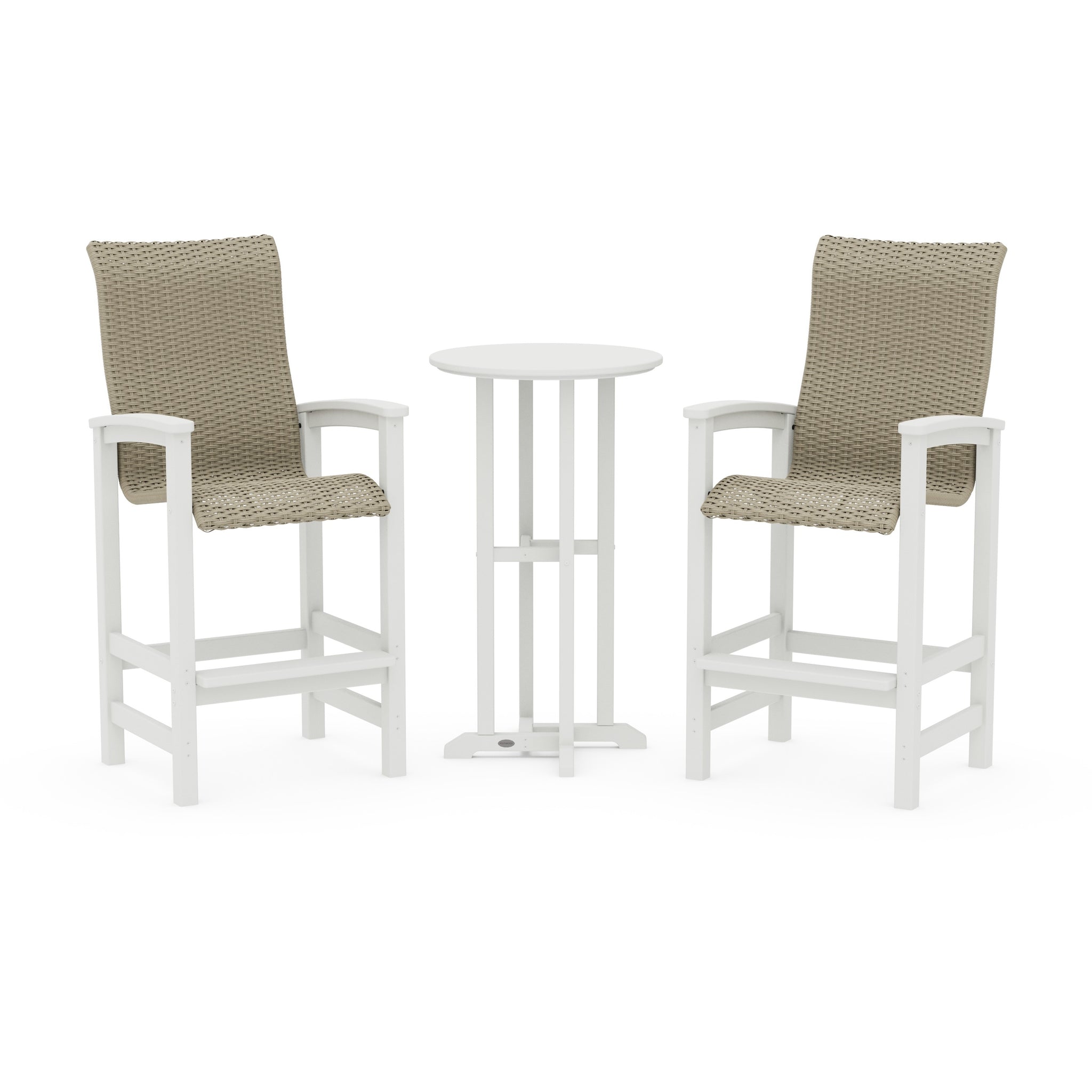 Coastal Woven High-Back 3-Piece Farmhouse Bar Set