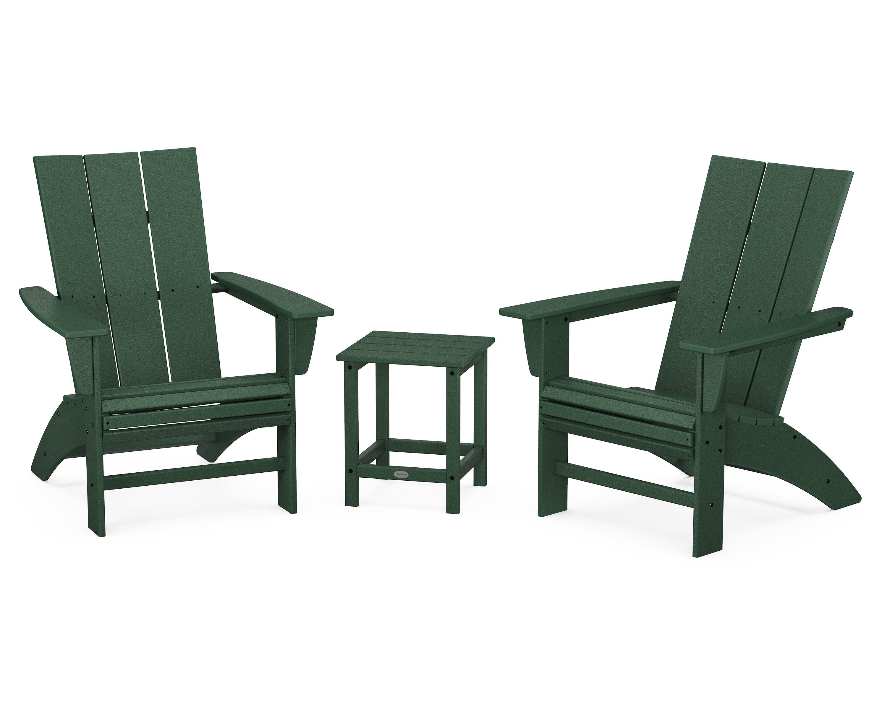 Modern 3-Piece Curveback Adirondack Set with Long Island 18" Side Table