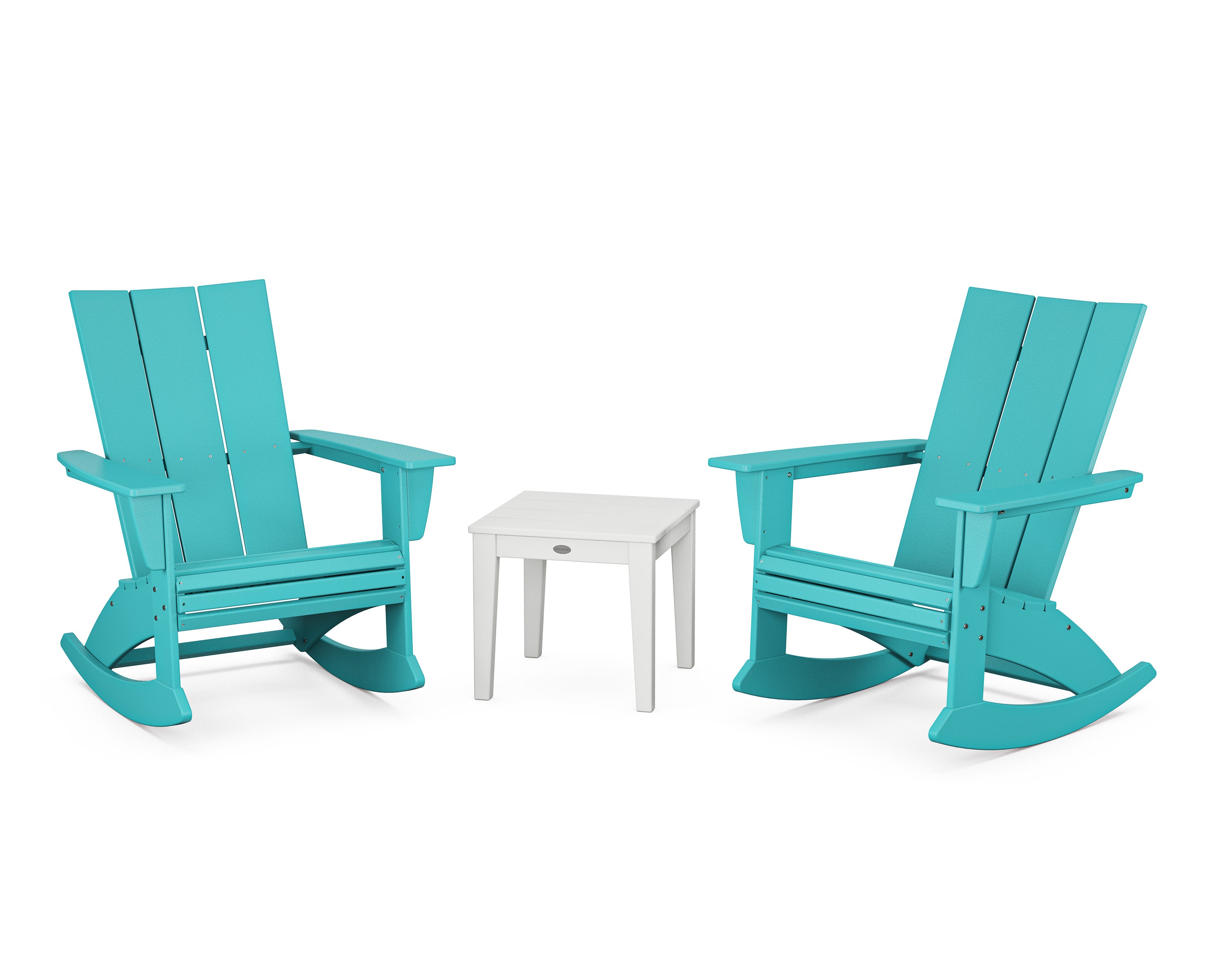Modern Curveback 3-Piece Adirondack Rocking Chair Set