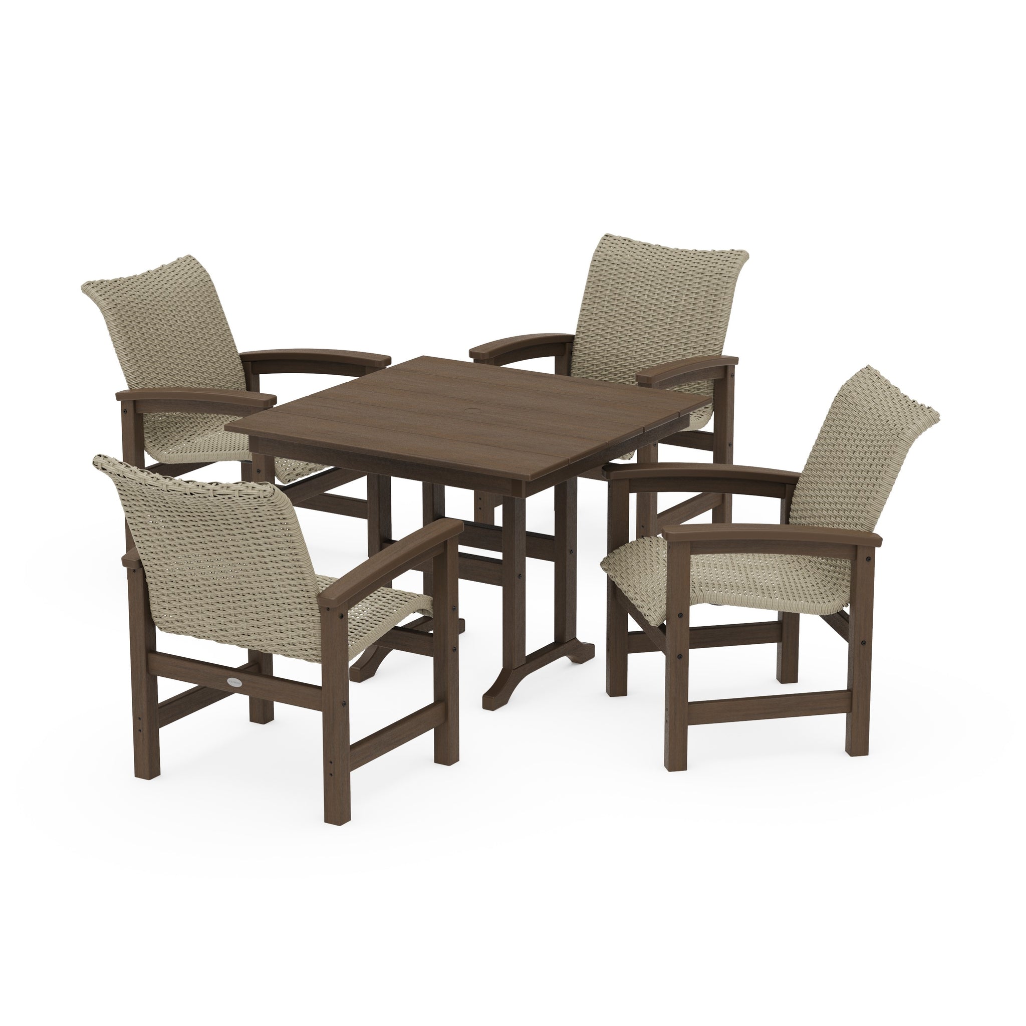 Coastal Woven 5-Piece Farmhouse Dining Set