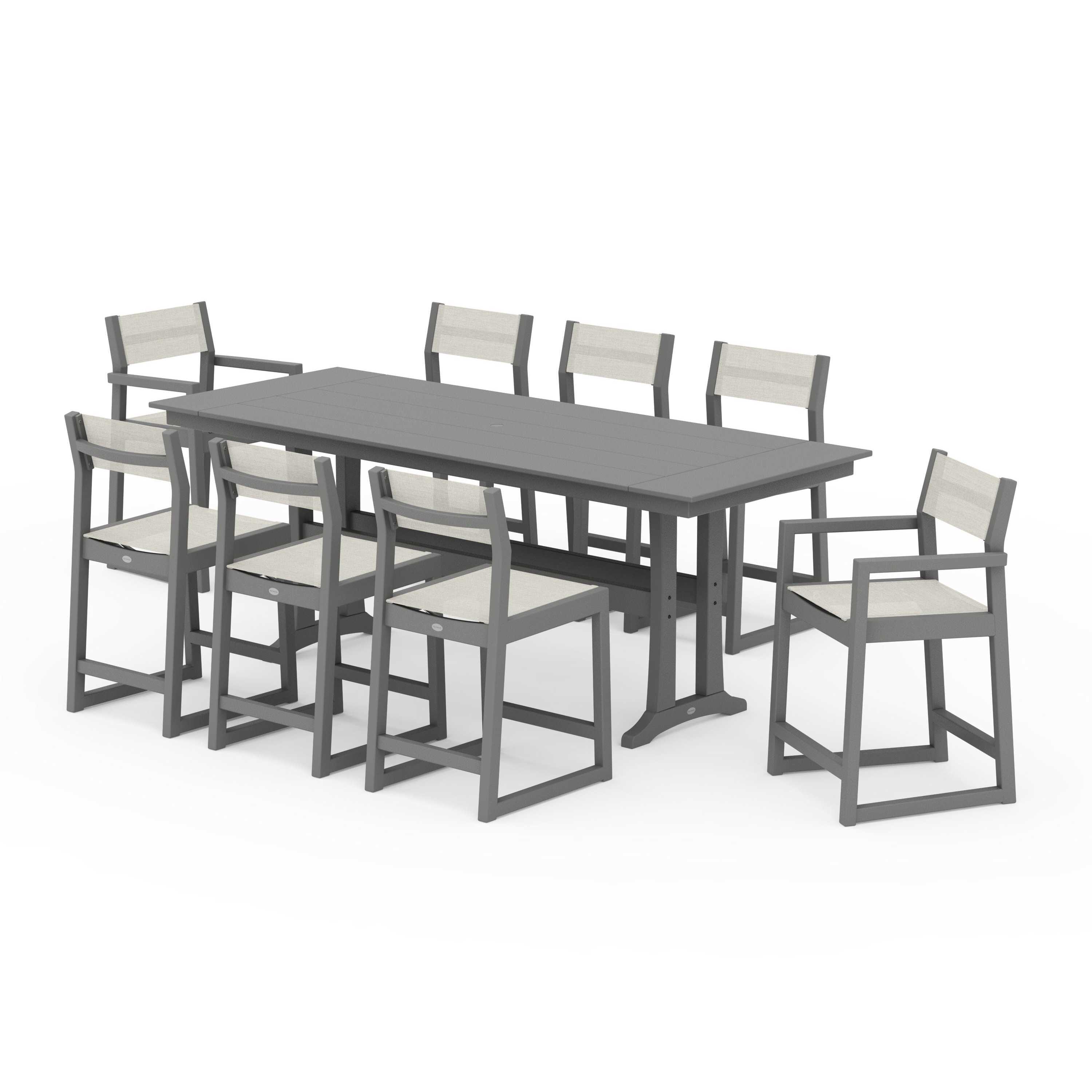 EDGE Sling 9-Piece Farmhouse Counter Set with Trestle Legs