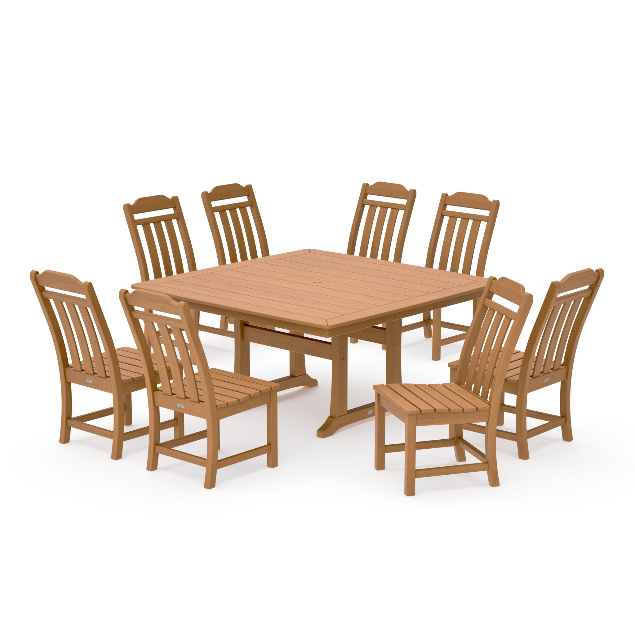 Cottage 9-Piece Square Side Chair Dining Set with Trestle Legs