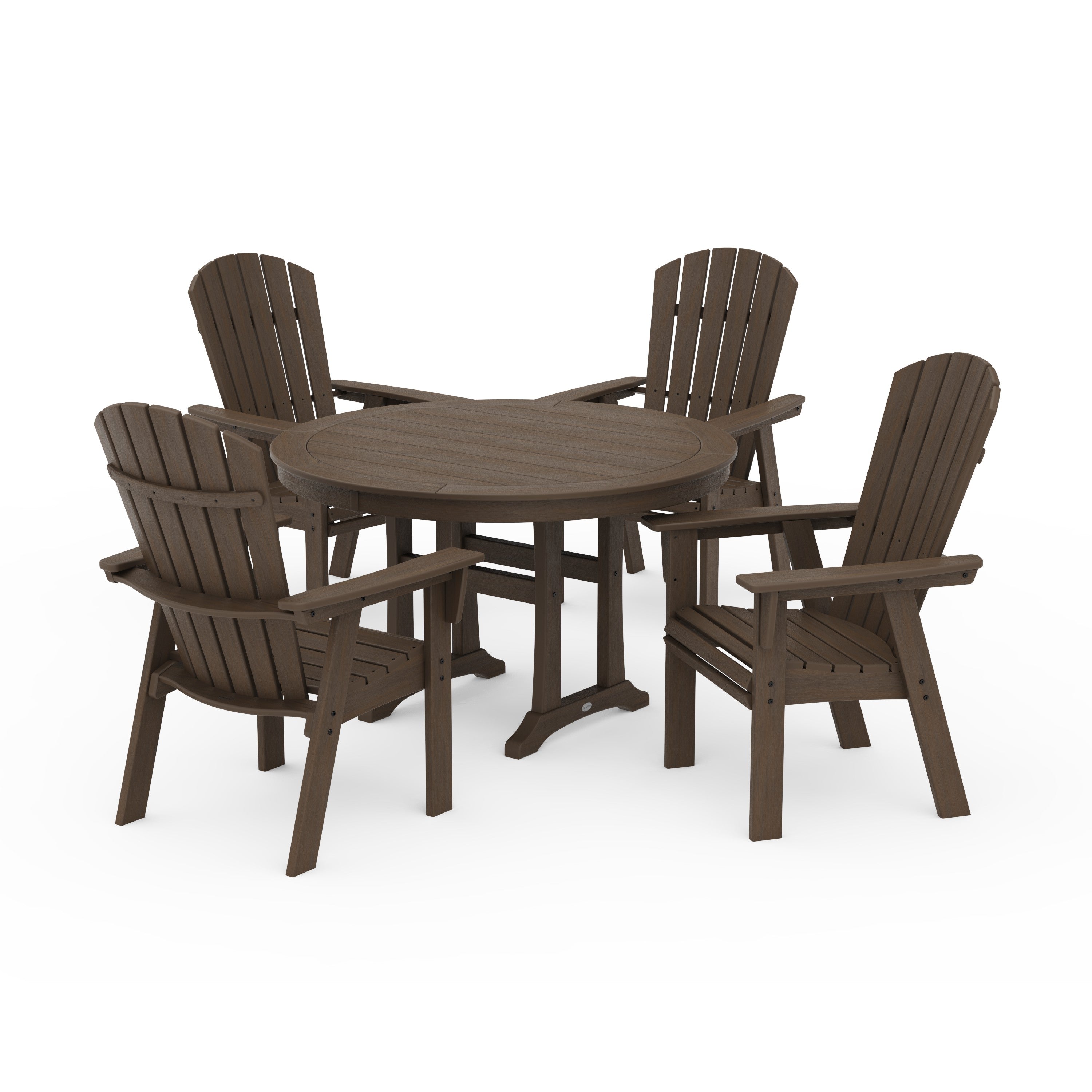 Nautical Curveback Adirondack 5-Piece Round Dining Set with Trestle Legs