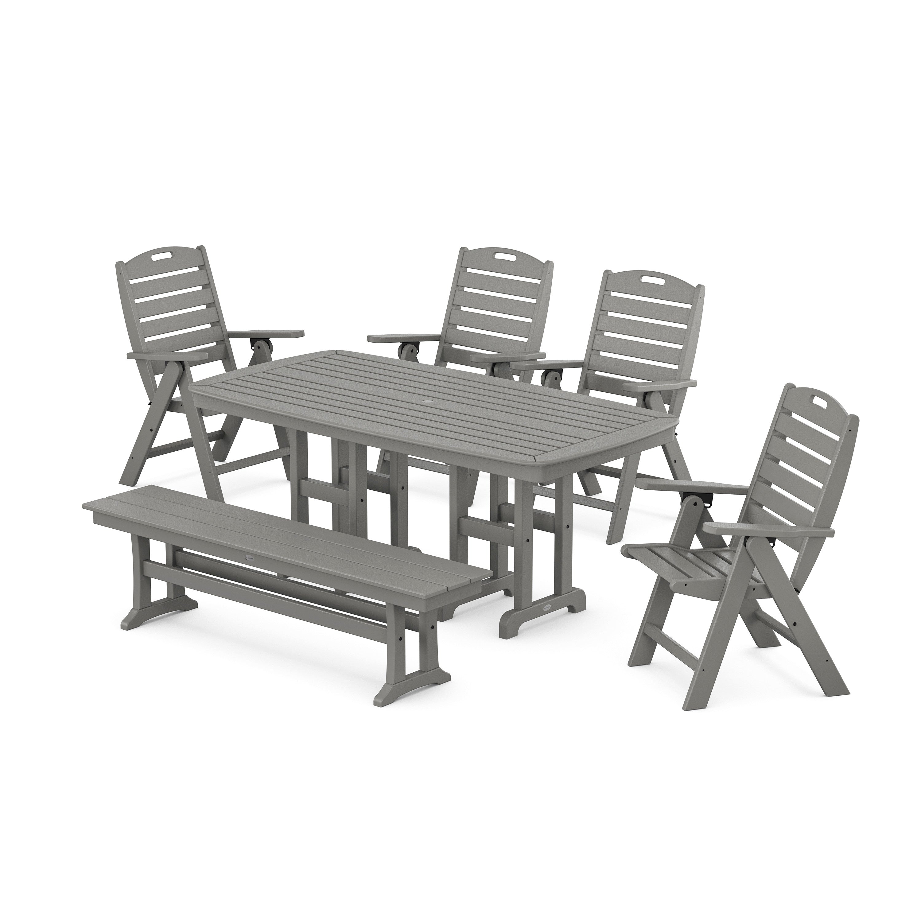 Nautical Highback 6-Piece Dining Set with Bench