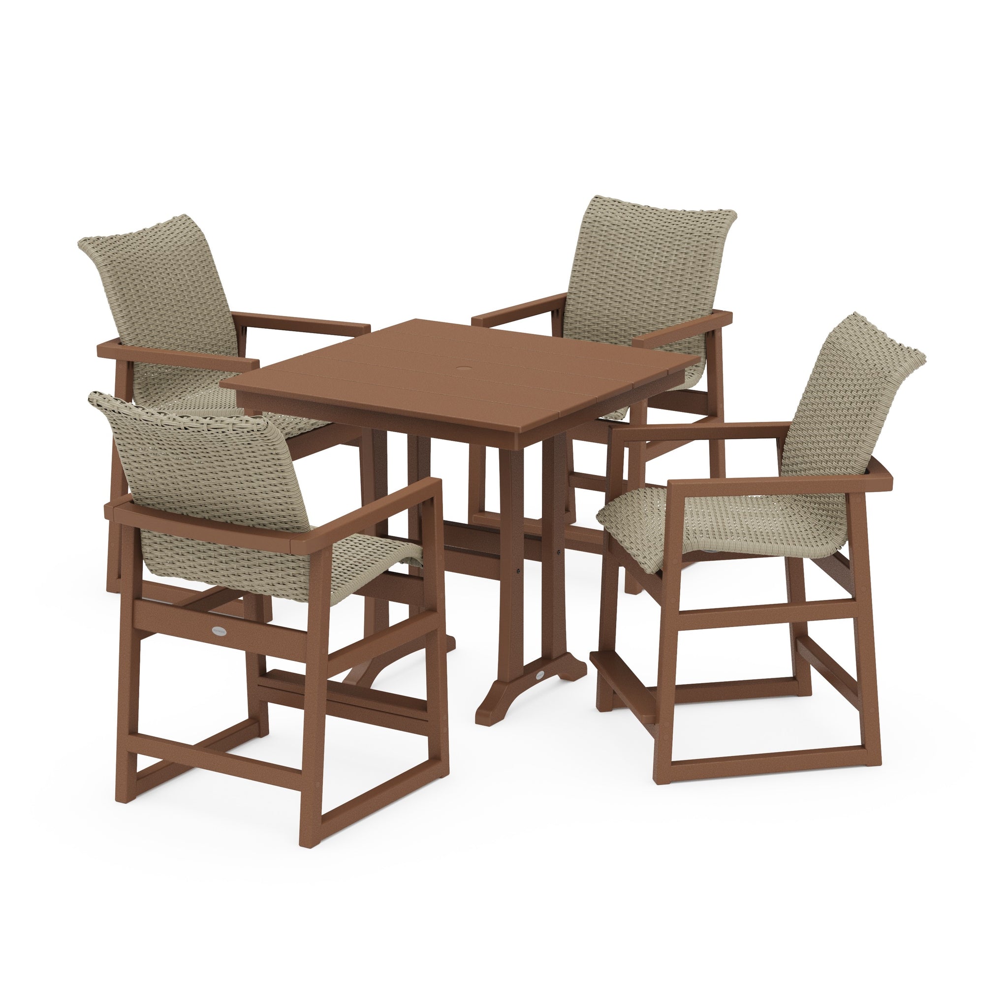 EDGE Woven 5-Piece Farmhouse Counter Set with Trestle Legs