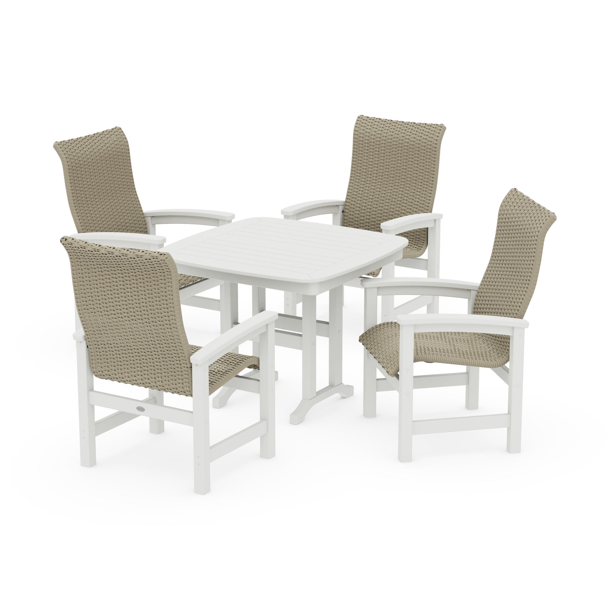 Coastal Woven High-Back 5-Piece Dining Set