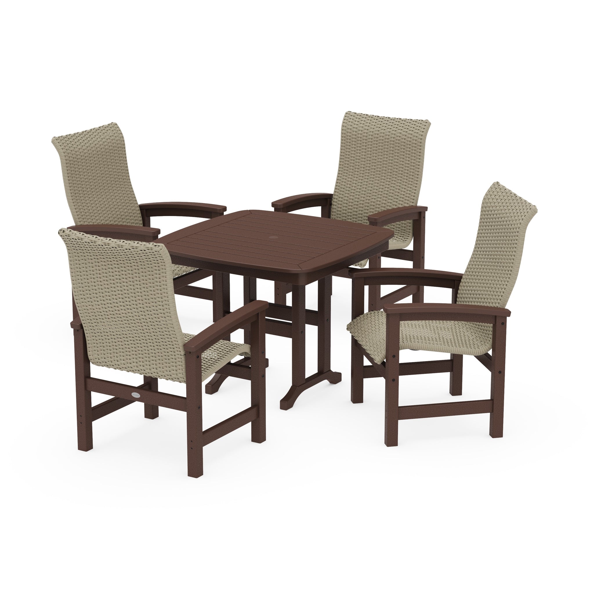 Coastal Woven High-Back 5-Piece Dining Set