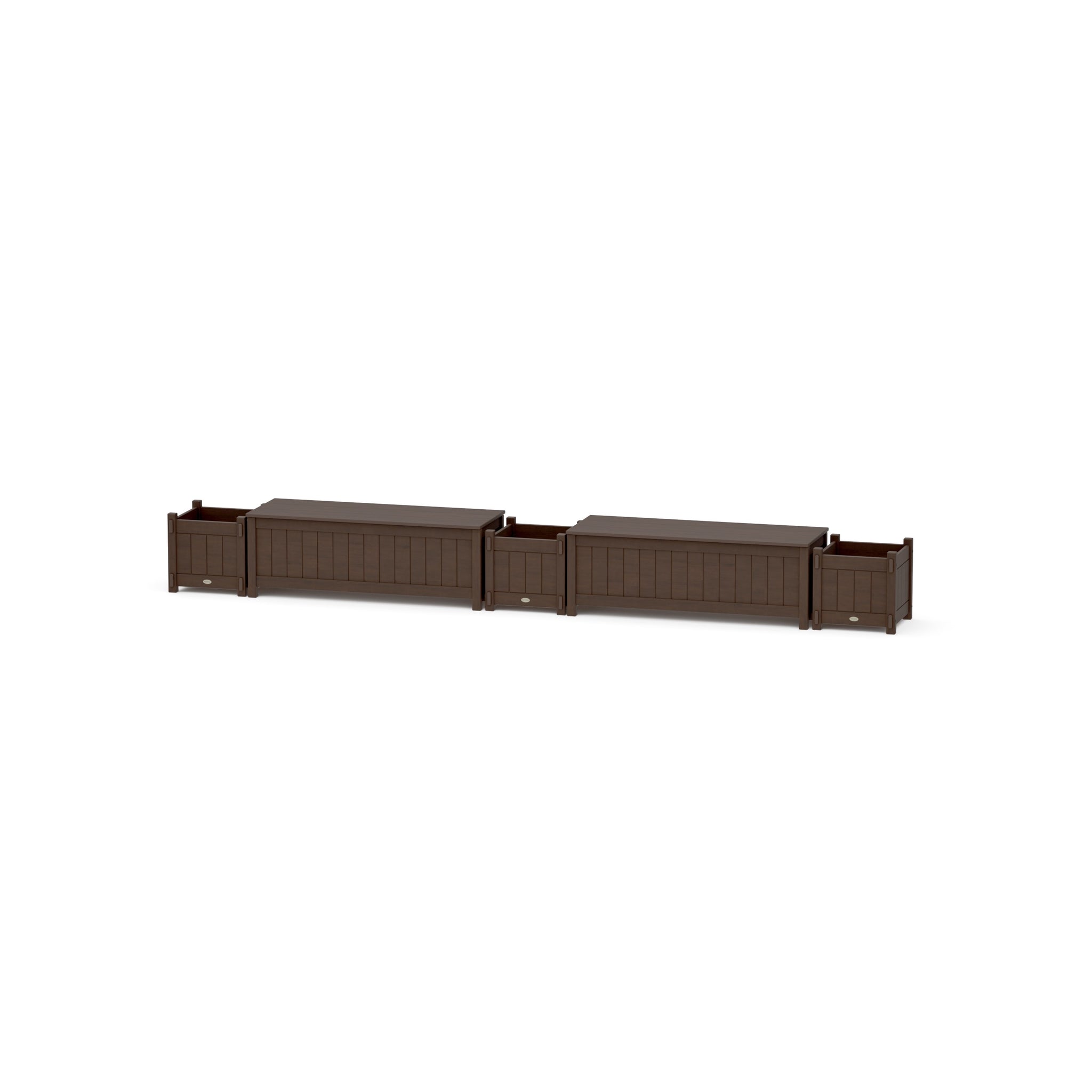 48" Vineyard Straight Double Planter Storage Bench Set