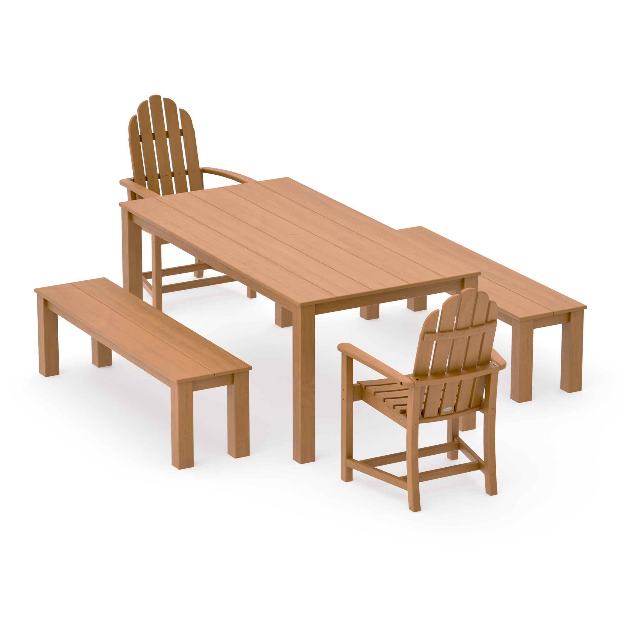Classic Adirondack 5-Piece Parsons Dining Set with Benches