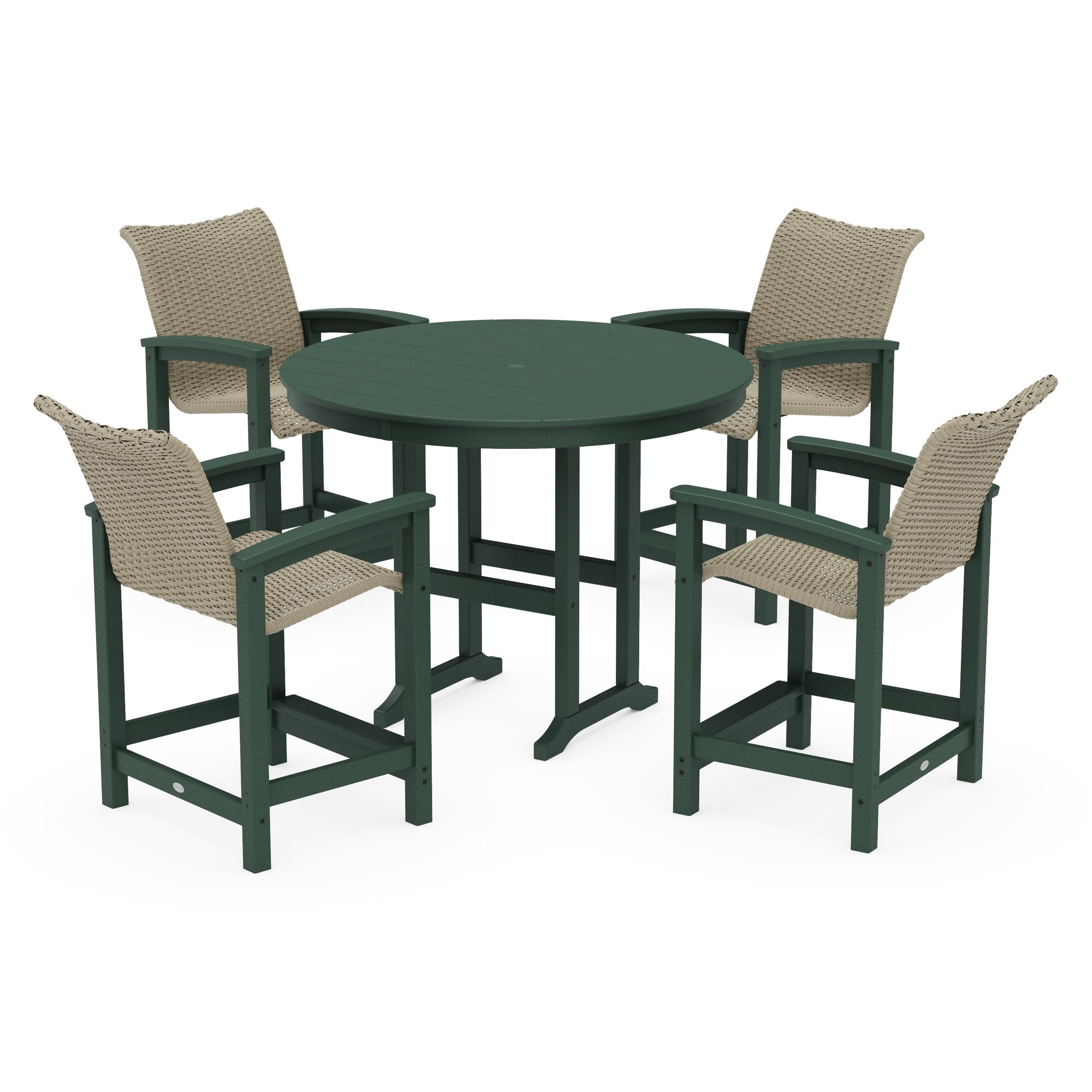 Coastal Woven 5-Piece Round Farmhouse Counter Set