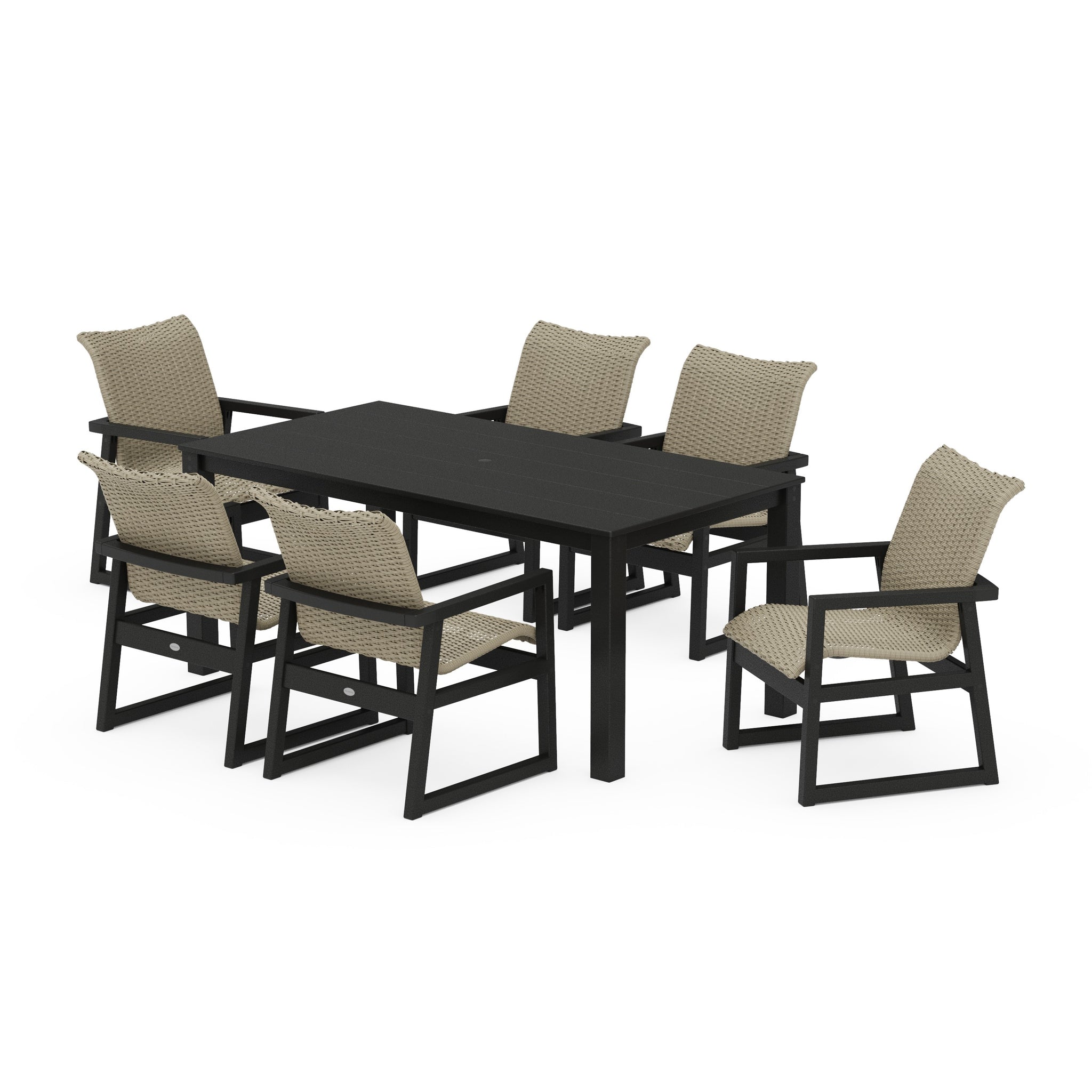 EDGE Woven Arm Chair 7-Piece Parsons Dining Set