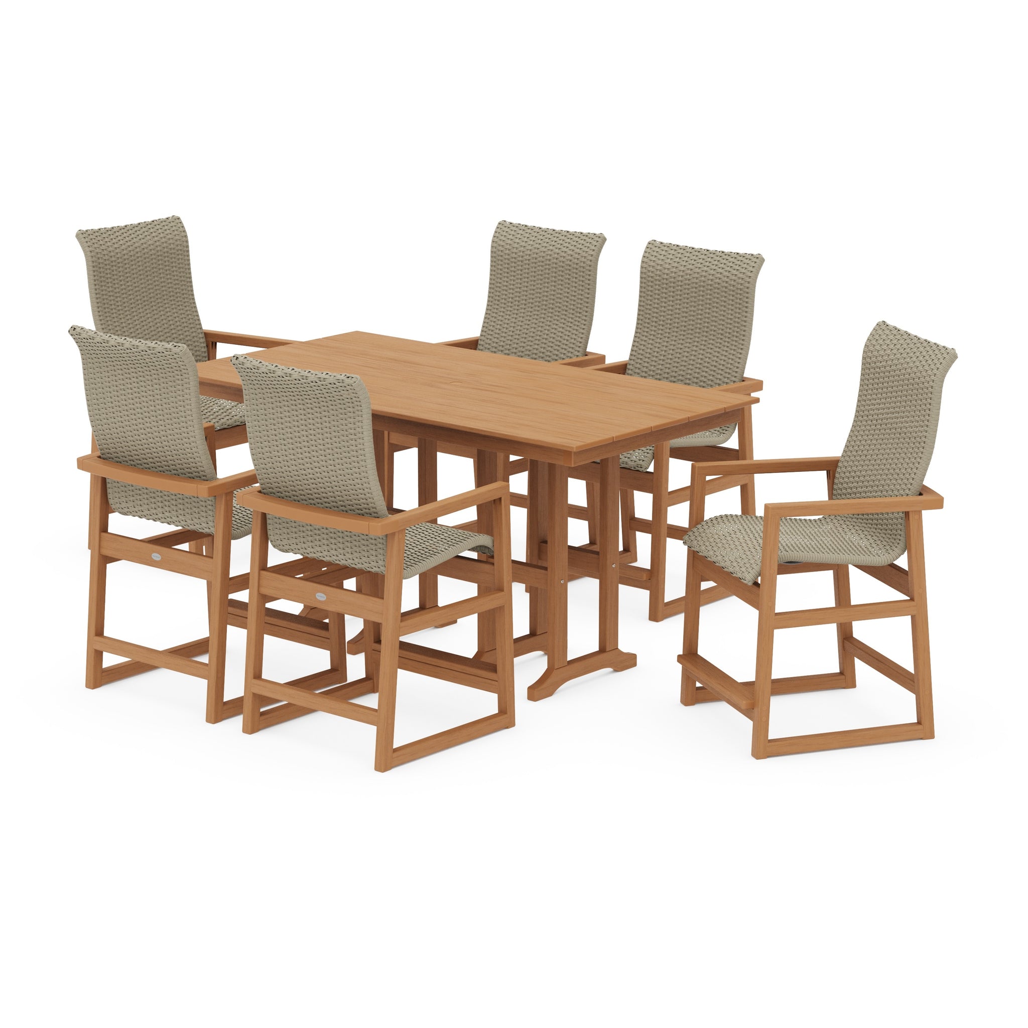 EDGE Woven Highback Arm Chair 7-Piece Farmhouse Counter Set
