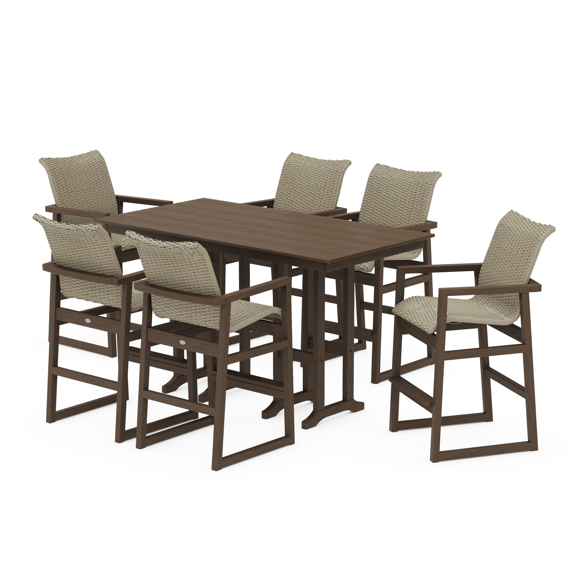EDGE Woven Arm Chair 7-Piece Farmhouse Bar Set