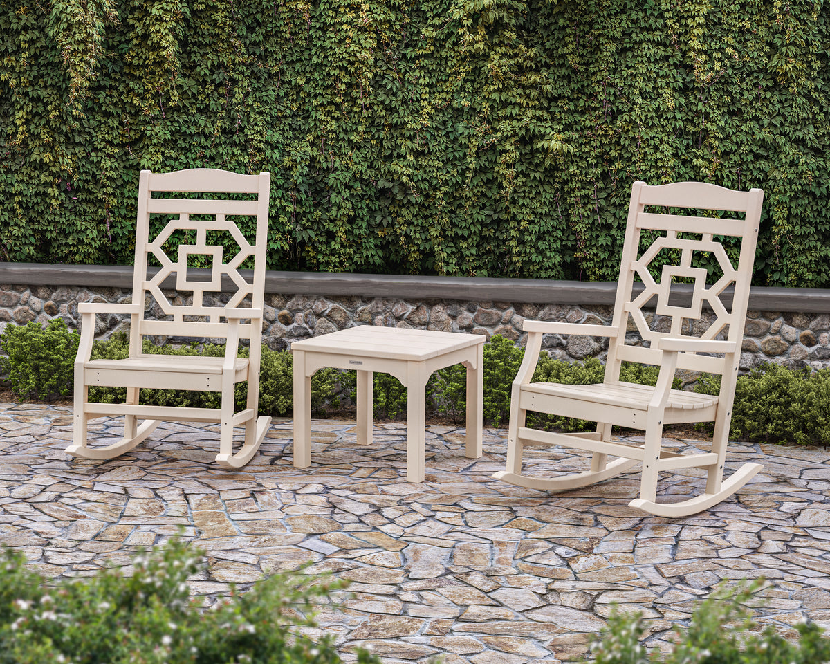 Chinoiserie 3-Piece Rocking Chair Set
