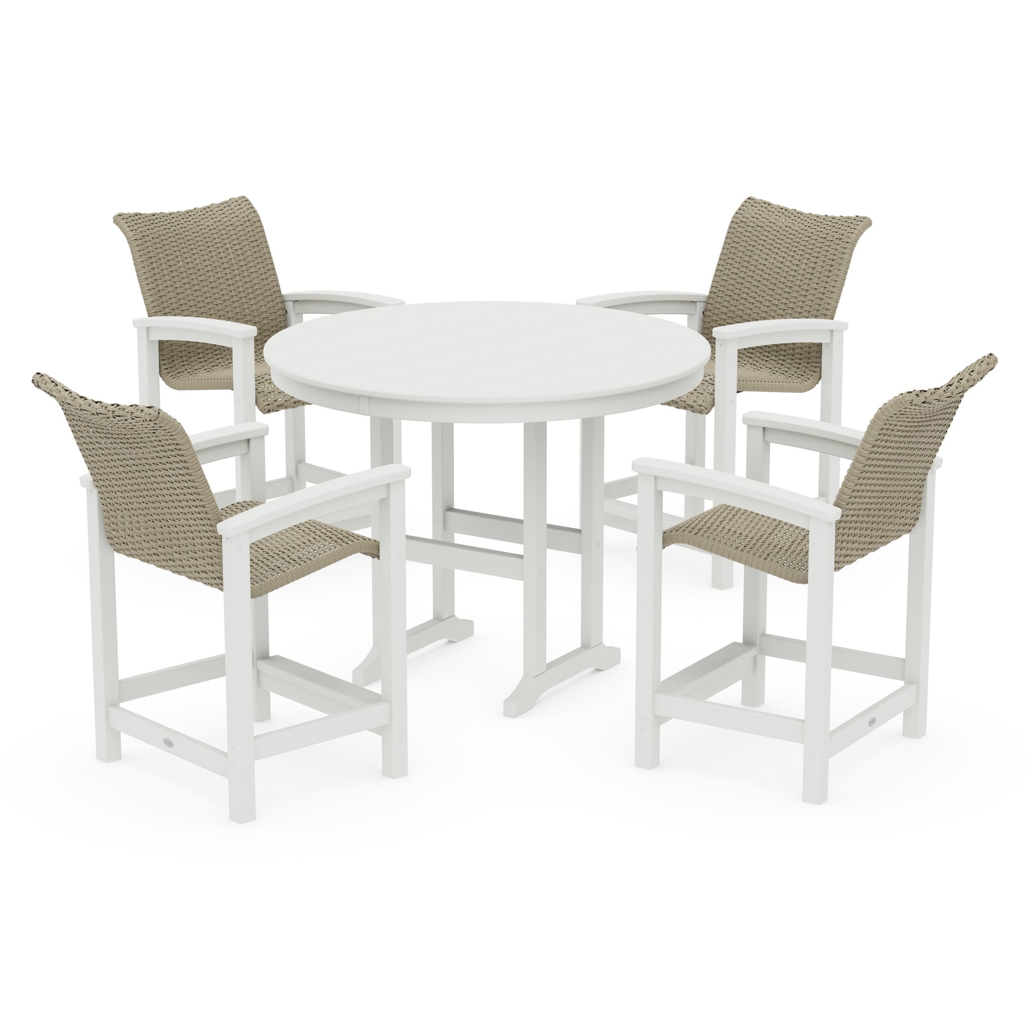 Coastal Woven 5-Piece Round Farmhouse Counter Set
