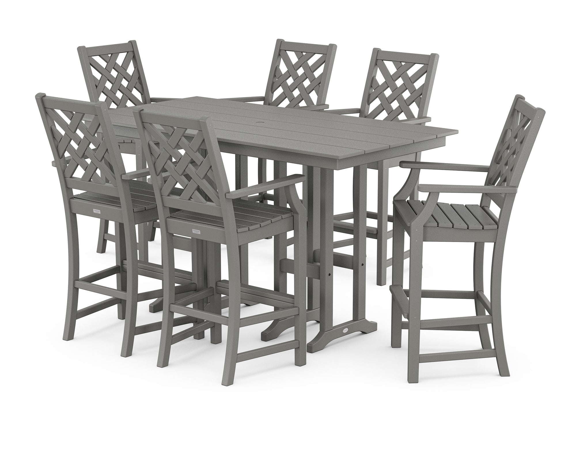 Wovendale Arm Chair 7-Piece Farmhouse Bar Set