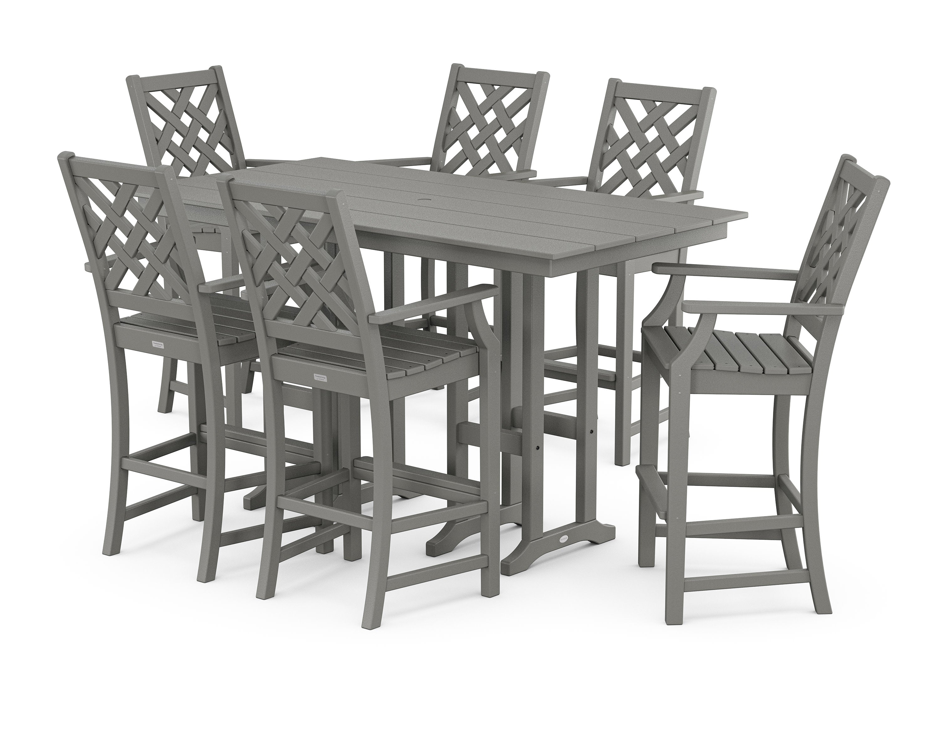 Wovendale Arm Chair 7-Piece Farmhouse Bar Set