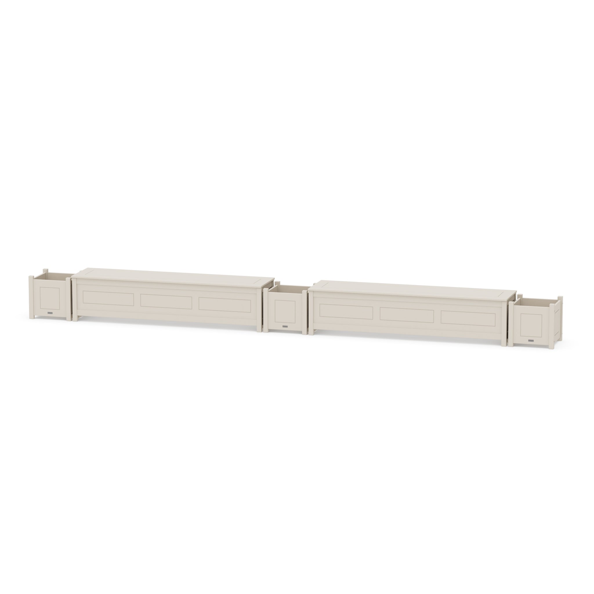 72" Country Living Straight Double Planter Storage Bench Set